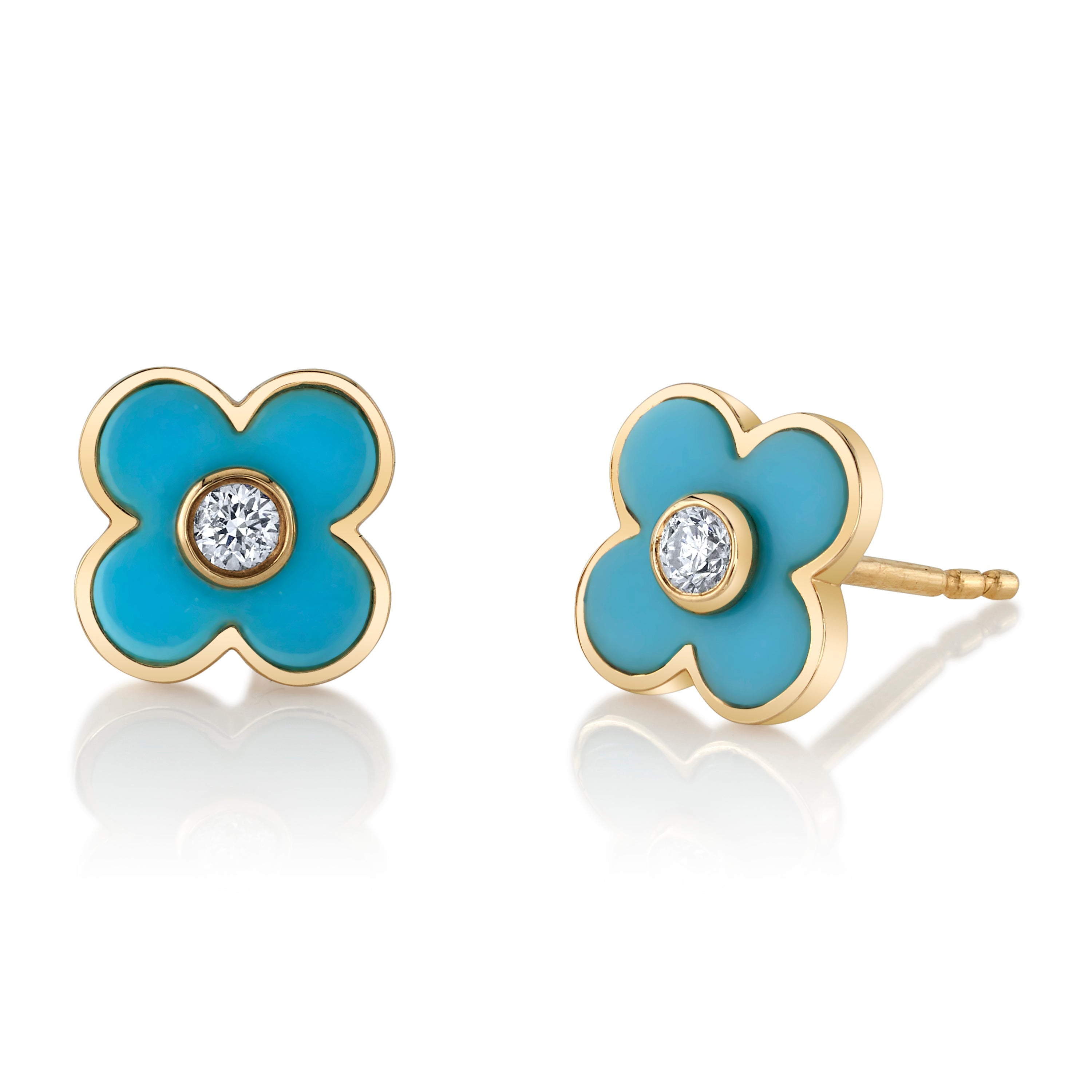 Daisy Enamel Stud Stud Earrings Roseark Deux Turquoise Pair 