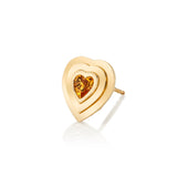 Citrine Heart Stud Stud Earrings Roseark Deux Single