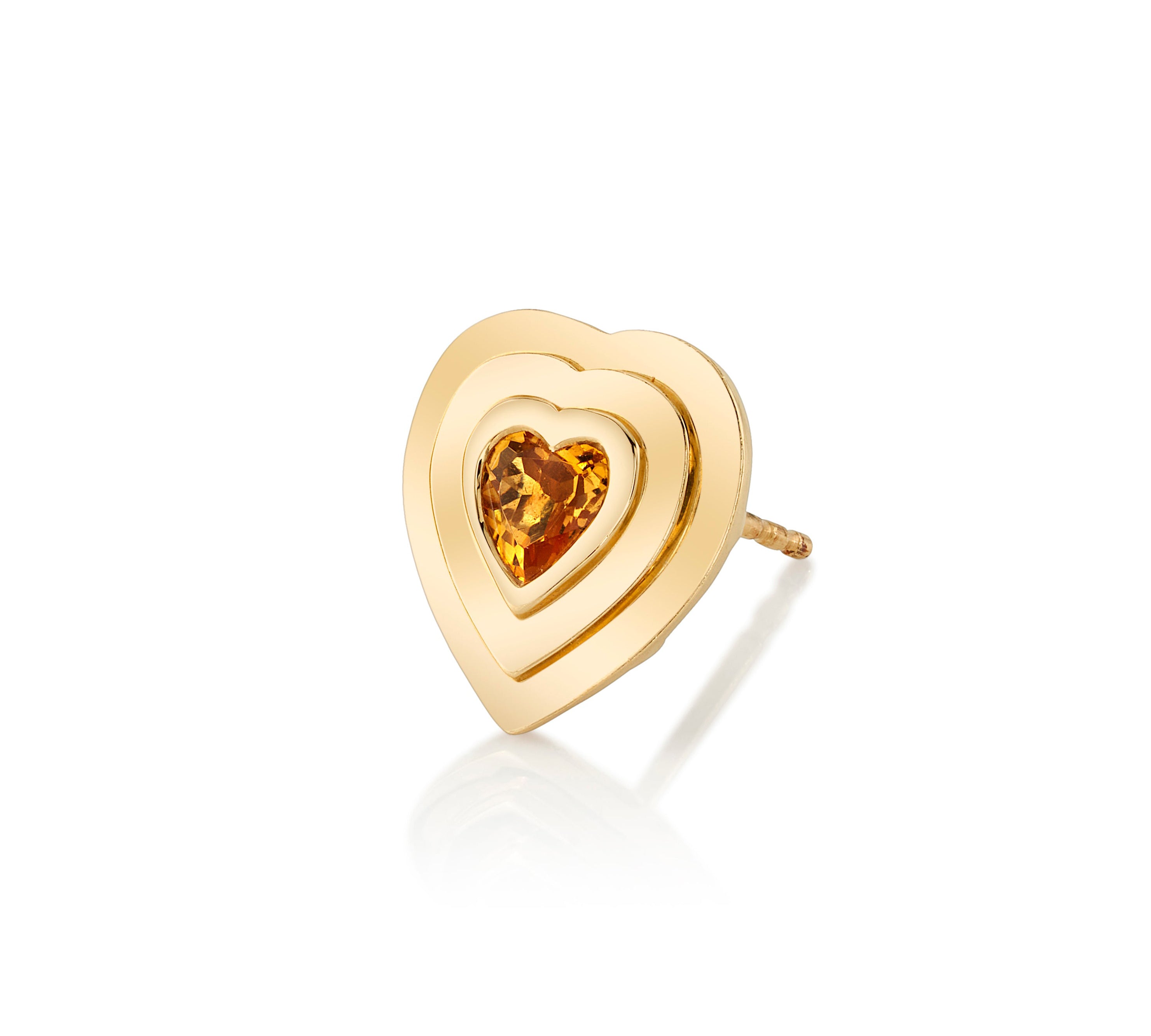 Citrine Heart Stud Stud Earrings Roseark Deux Single