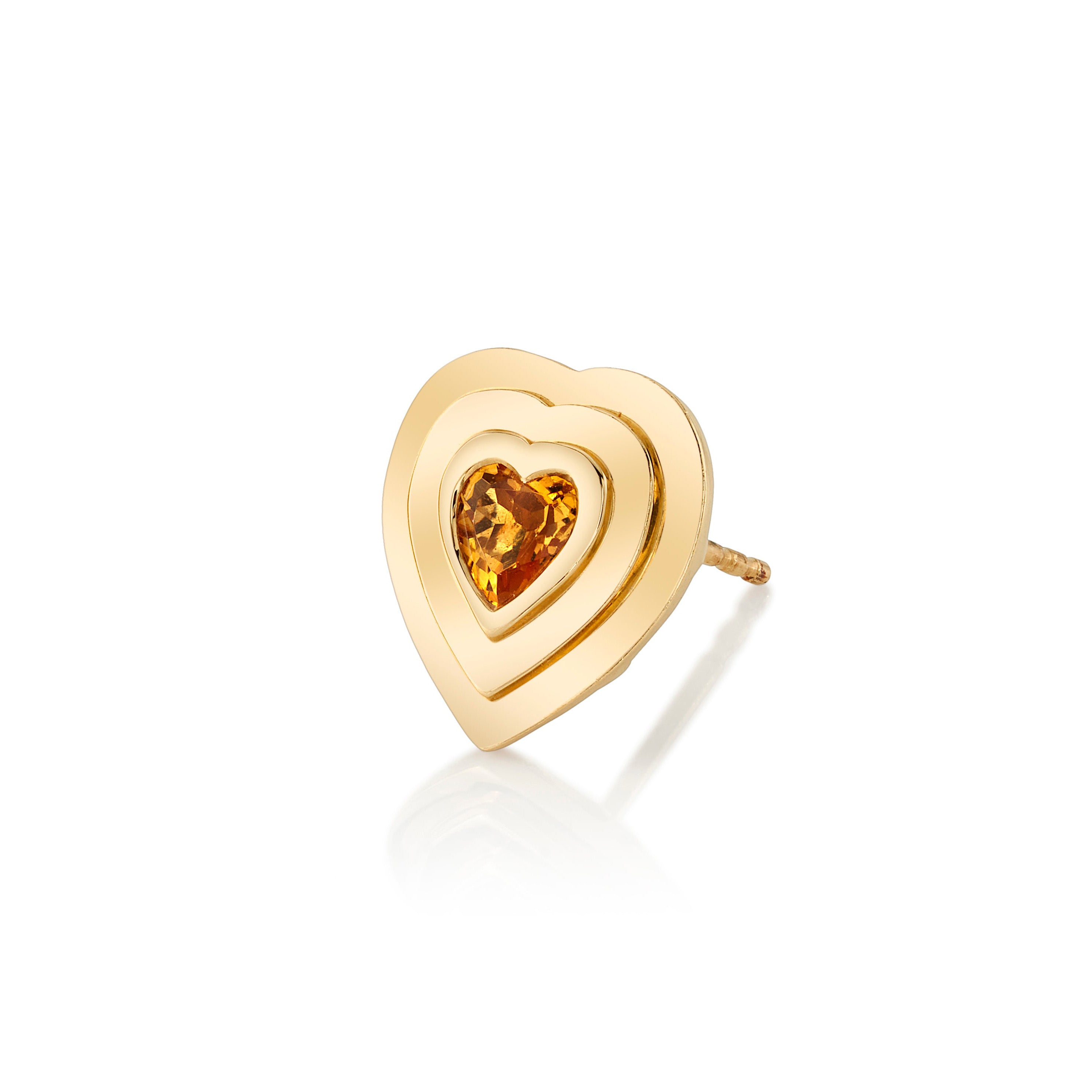 Citrine Heart Stud Stud Earrings Roseark Deux Single