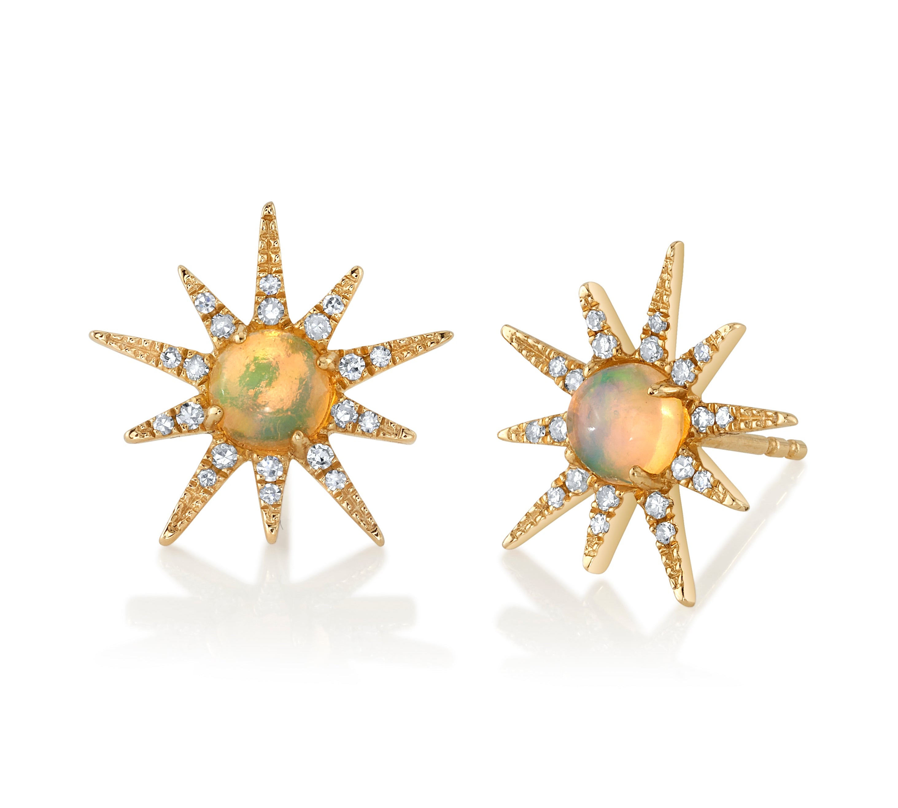 Opal Star Earring with Diamonds Stud Earrings Roseark Deux Pair  