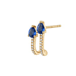 Sapphire Pave Diamond U-Hoop Huggie Earrings Roseark Deux Single