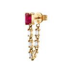 Ruby Diamond Baguette Drop Earrings Drop Earrings Roseark Deux Single  