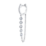 5-Diamond Chain Drop Huggie Huggie Earrings Roseark Deux Single White Gold