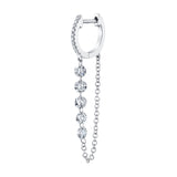 5-Diamond Chain Drop Huggie Huggie Earrings Roseark Deux Single White Gold