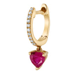 Diamond Dangling-Heart Huggie Huggie Earrings Roseark Deux Ruby Single