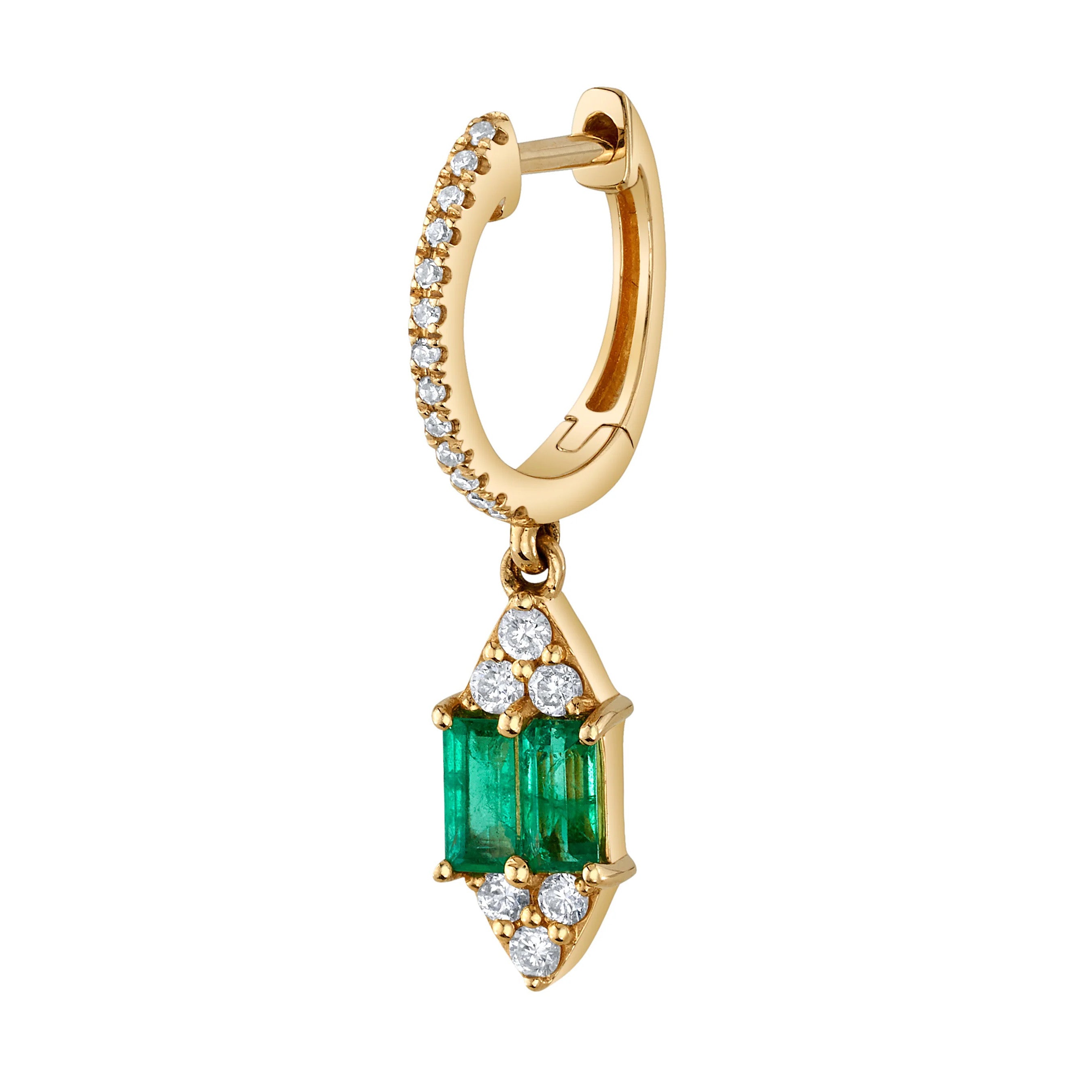 Stone Diamond Headlight-Drop Earring Huggie Earrings Roseark Deux Emerald Single 