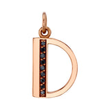 Black Diamond Letter Charm Pendant Jill Hoffmeister Rose gold D