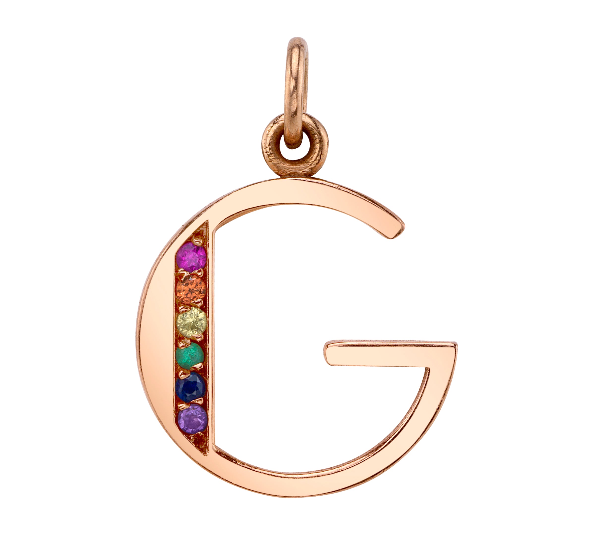 Rainbow Letter Charm Pendant Jill Hoffmeister Rose gold G