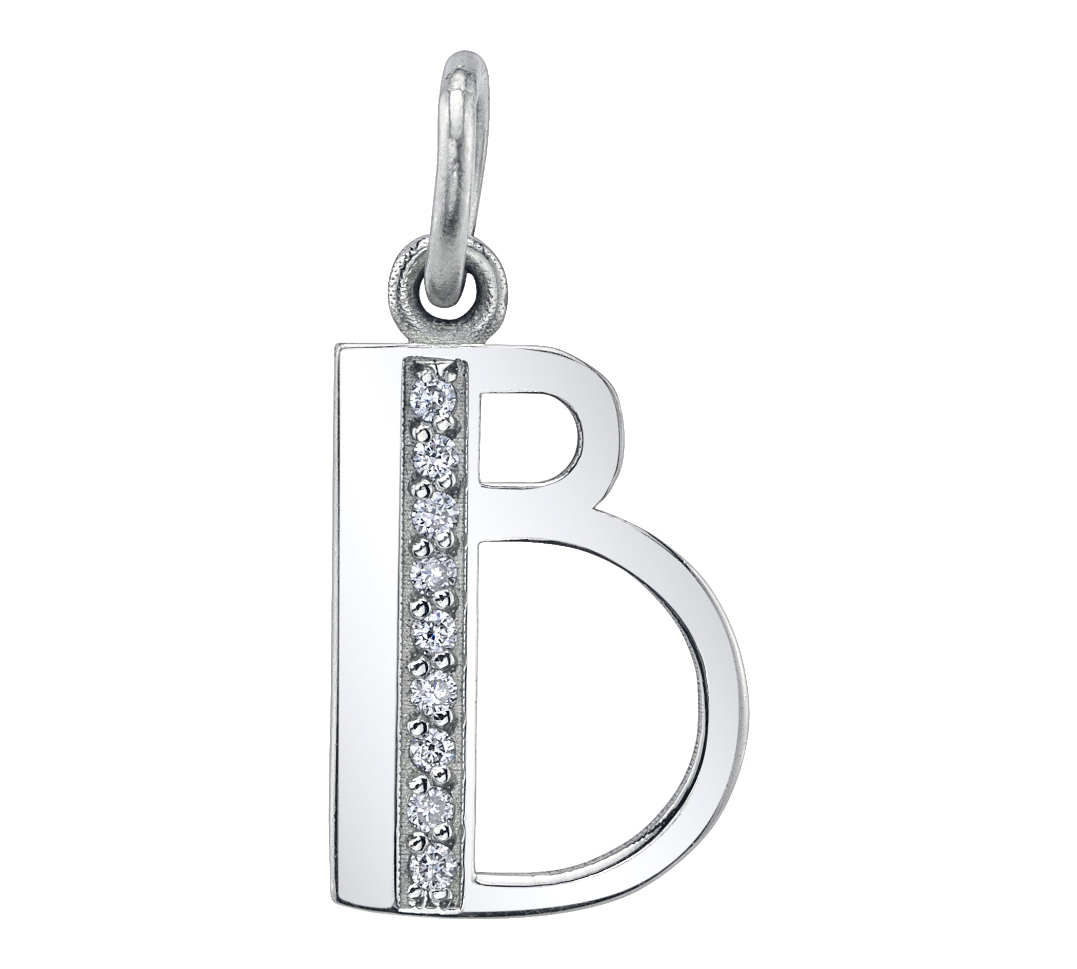 Diamond Letter Charm Pendant Jill Hoffmeister White Gold B