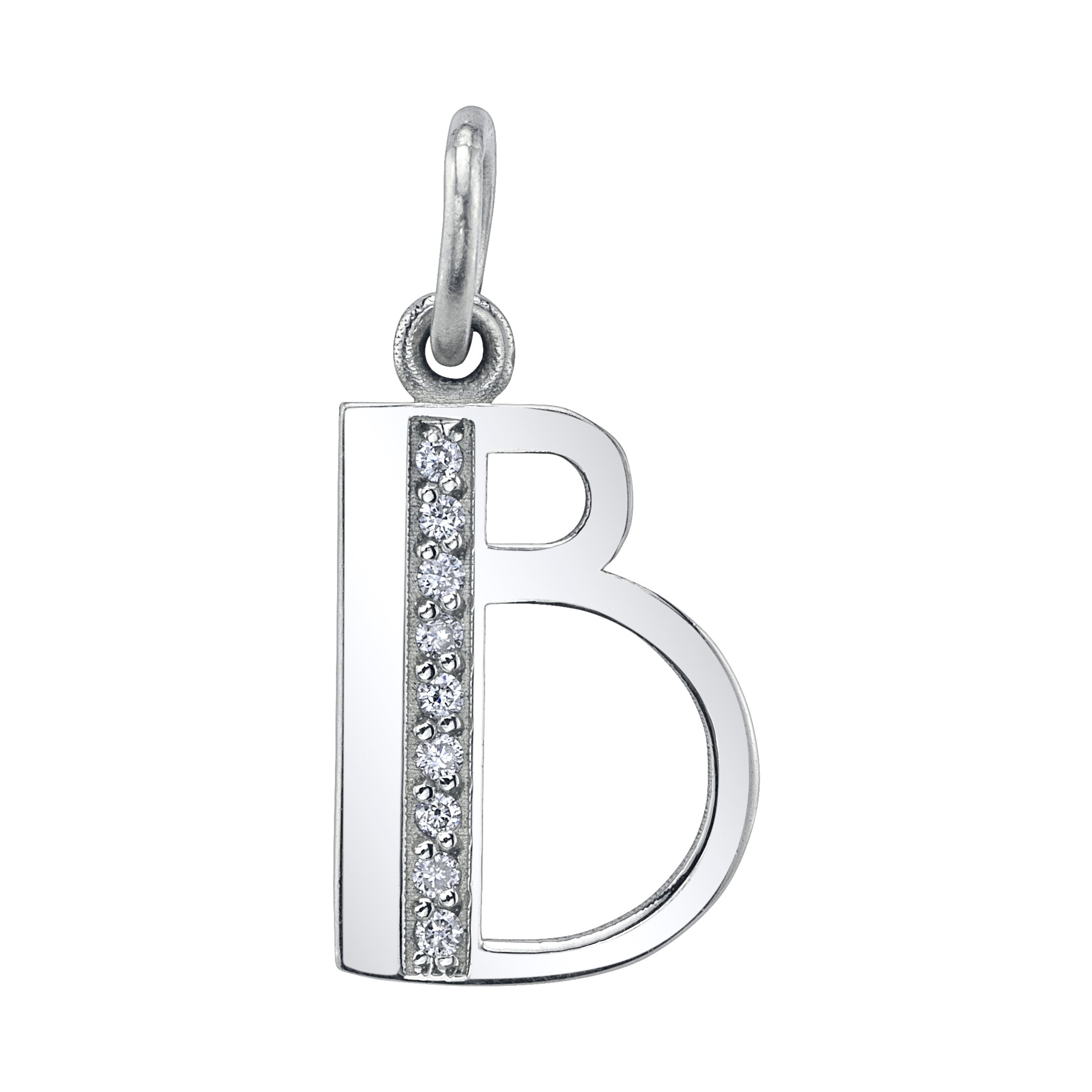 Diamond Letter Charm Pendant Jill Hoffmeister White Gold B