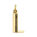 Black Diamond Letter Charm Pendant Jill Hoffmeister Yellow Gold L