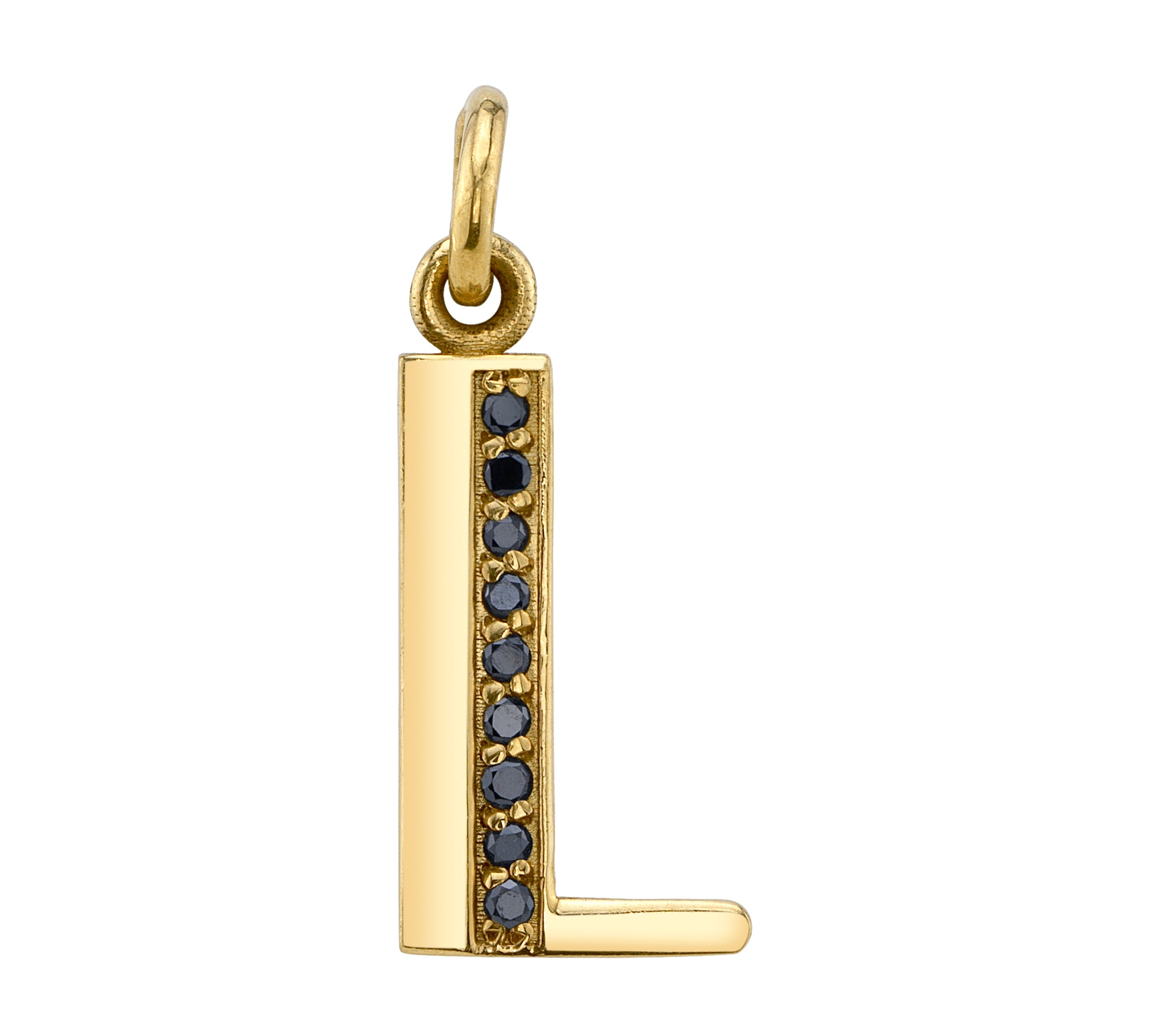 Black Diamond Letter Charm Pendant Jill Hoffmeister Yellow Gold L