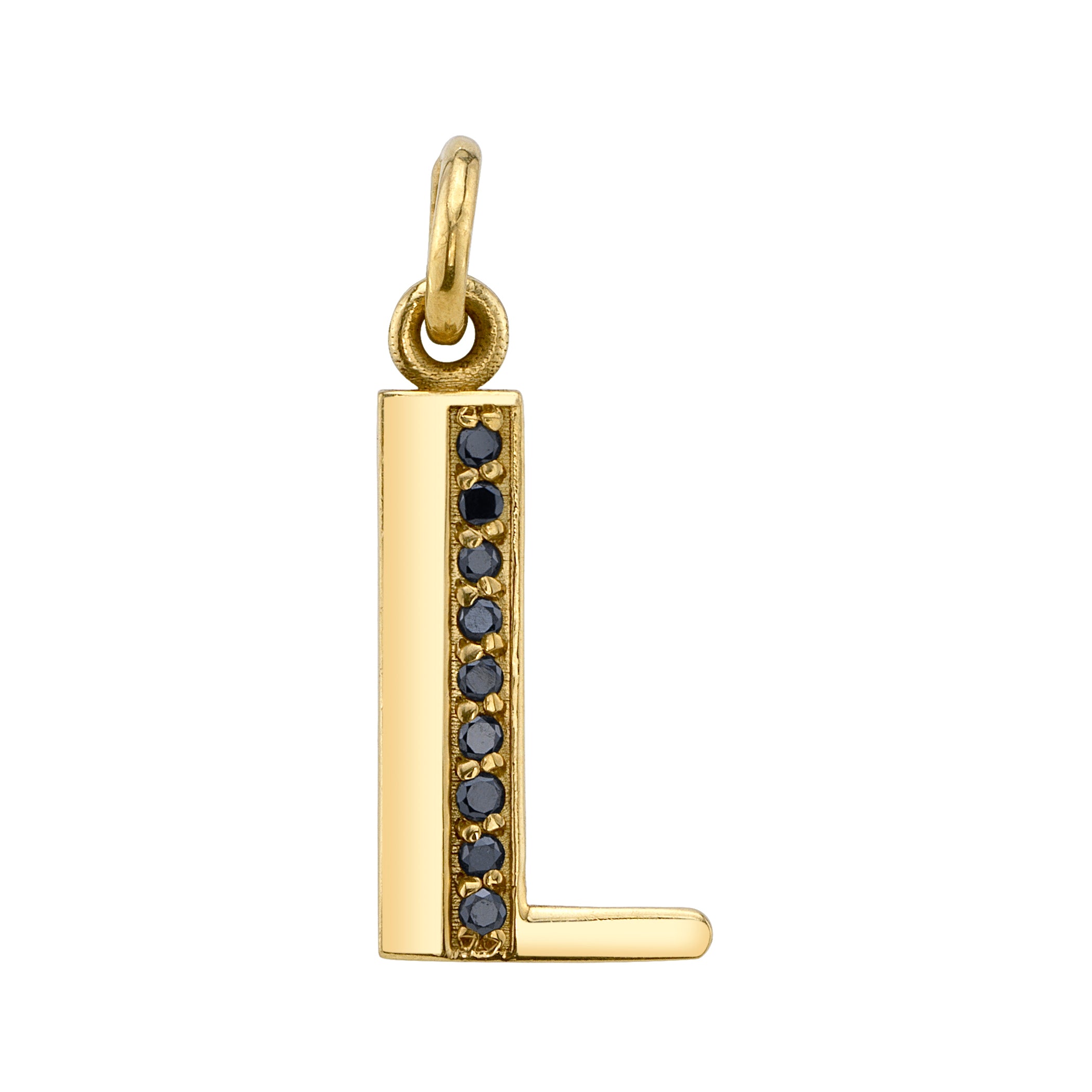 Black Diamond Letter Charm Pendant Jill Hoffmeister Yellow Gold L