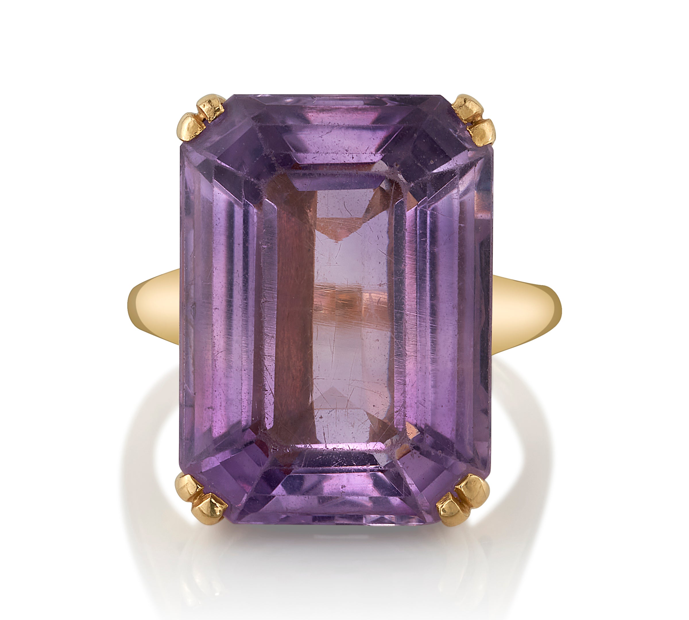 Vintage Emerald-Cut Amethyst Ring Cocktail Roseark Vintage   