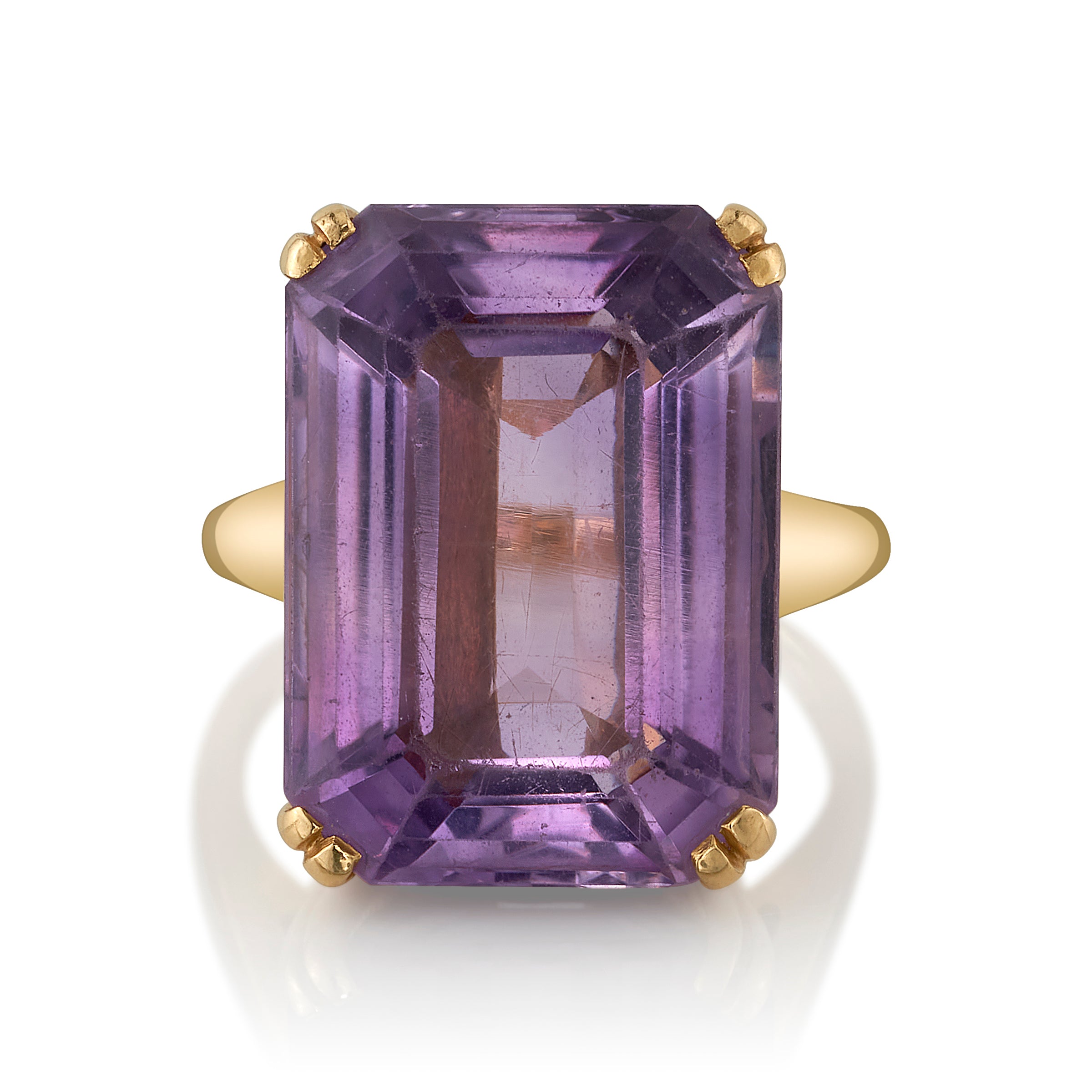 Vintage Emerald-Cut Amethyst Ring Cocktail Roseark Vintage   