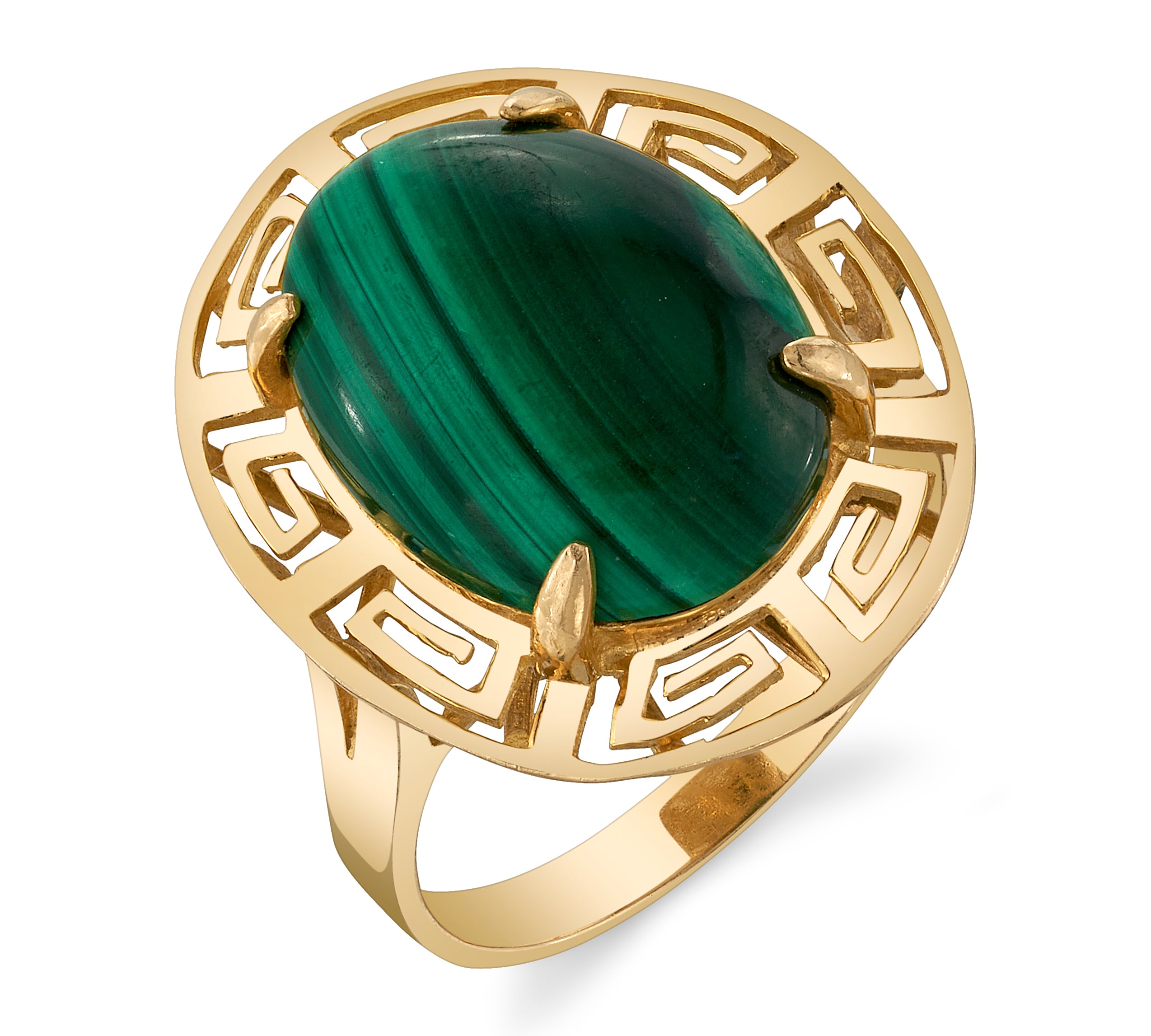 Estate Greek Malachite Ring Cocktail Ring Roseark Vintage