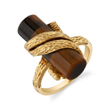 Estate Brutalist Tiger's Eye Scroll Ring Ring Roseark Vintage
