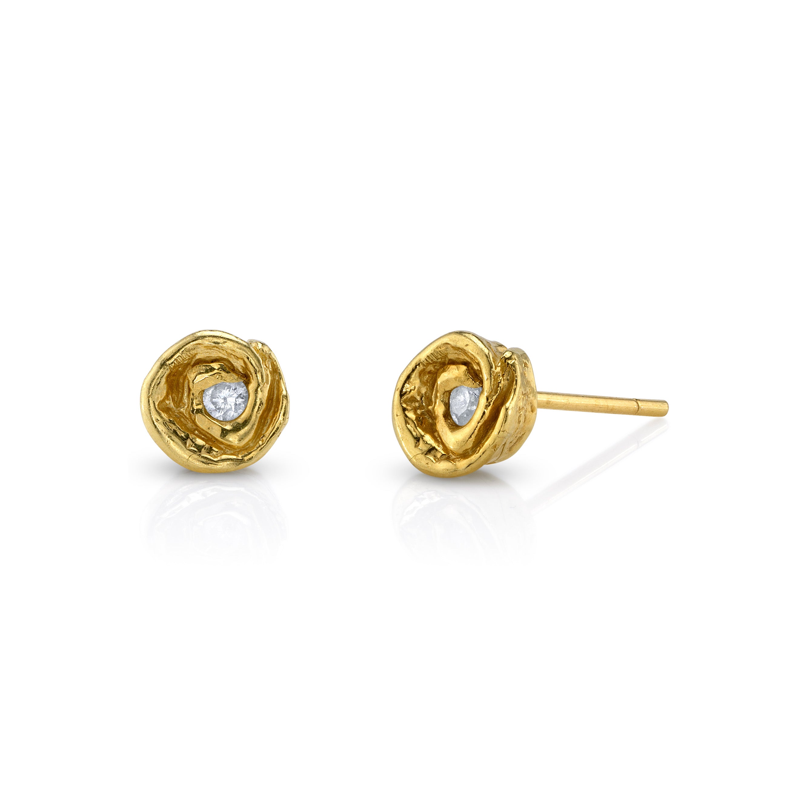 Rosebud Stud, Small Stud Earrings Roseark Jewelry Yellow Gold Pair
