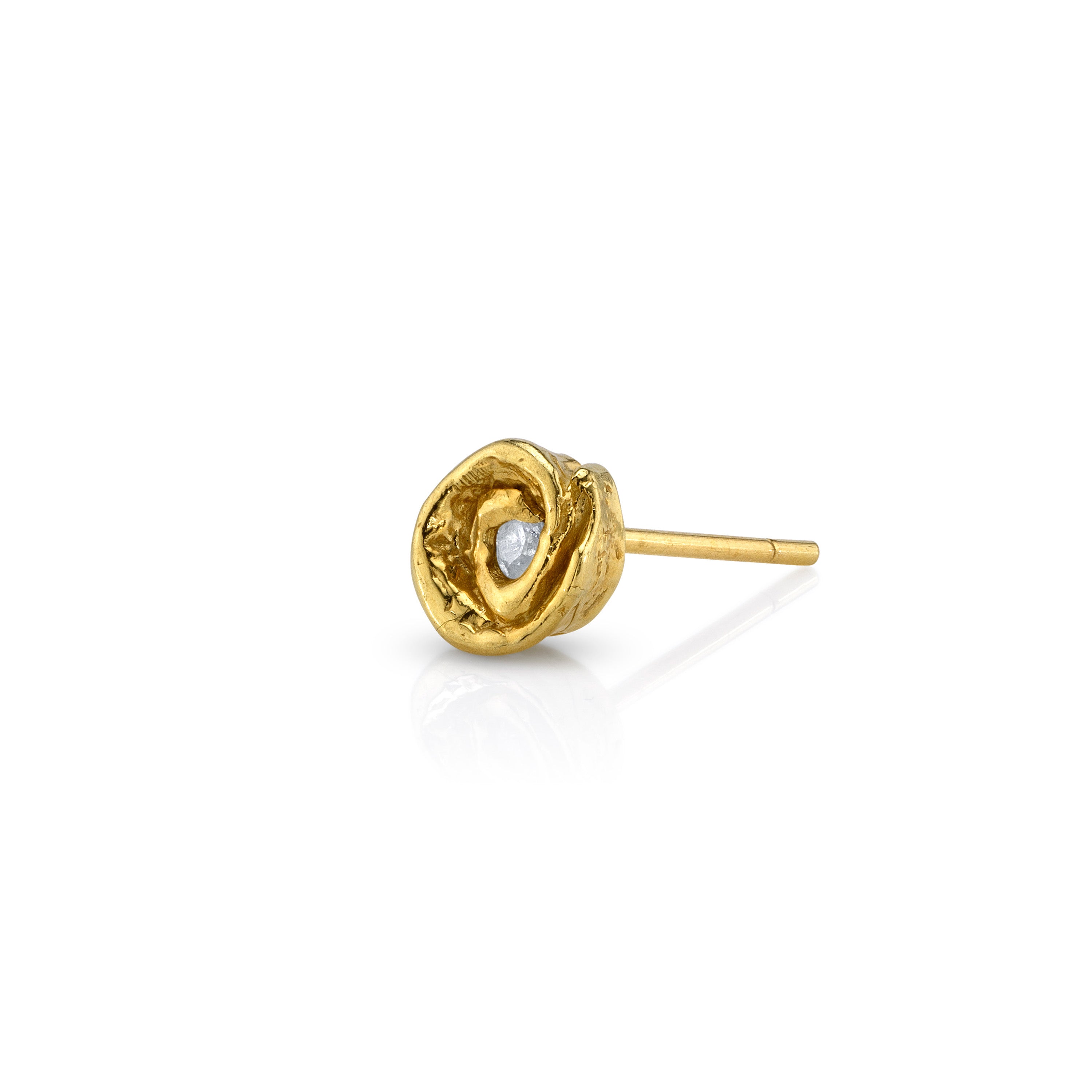 Rosebud Stud, Small Stud Earrings Roseark Jewelry Yellow Gold Single