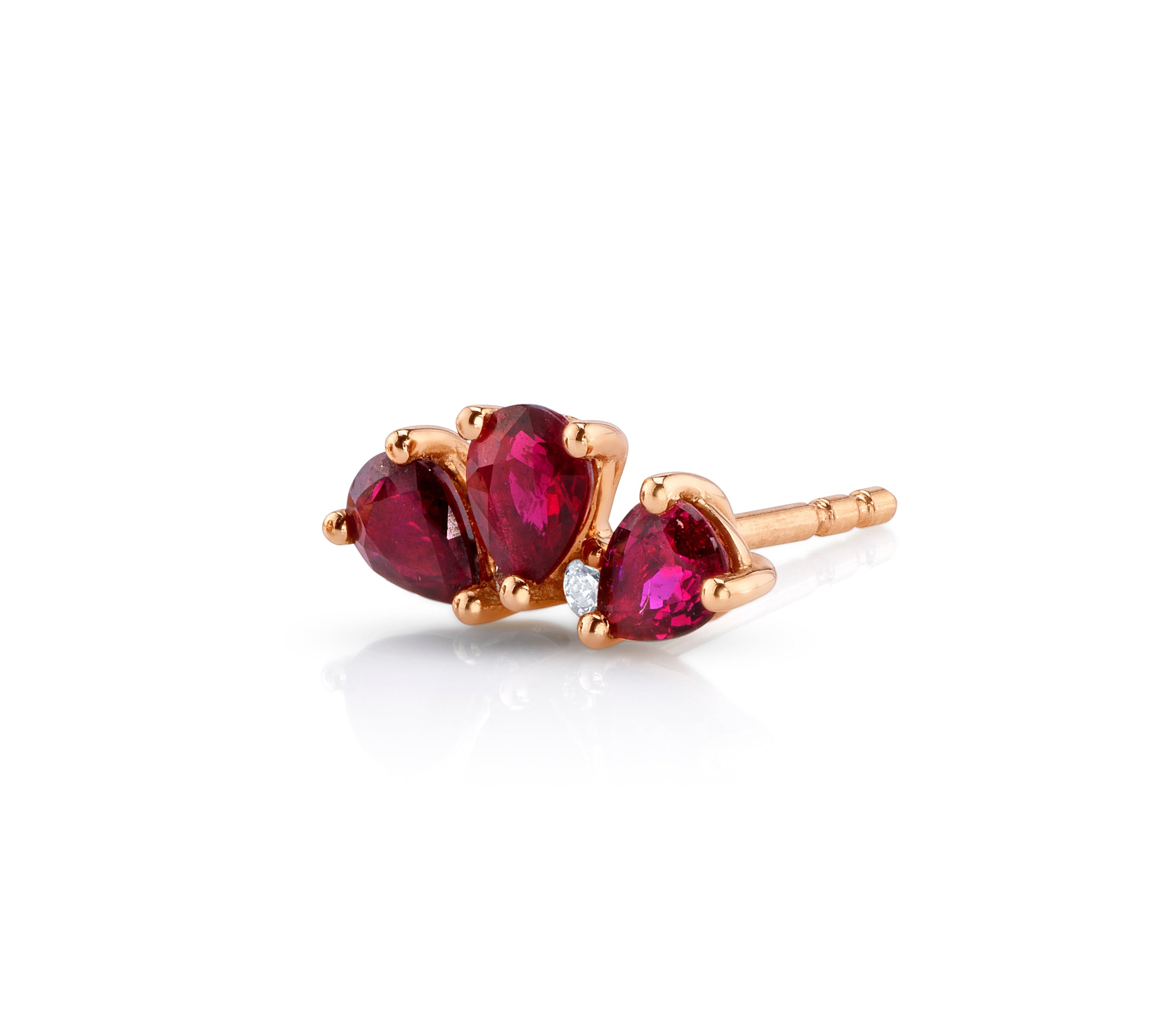 Triple Teardrop Ruby Stud Stud Earrings Roseark Deux Single  