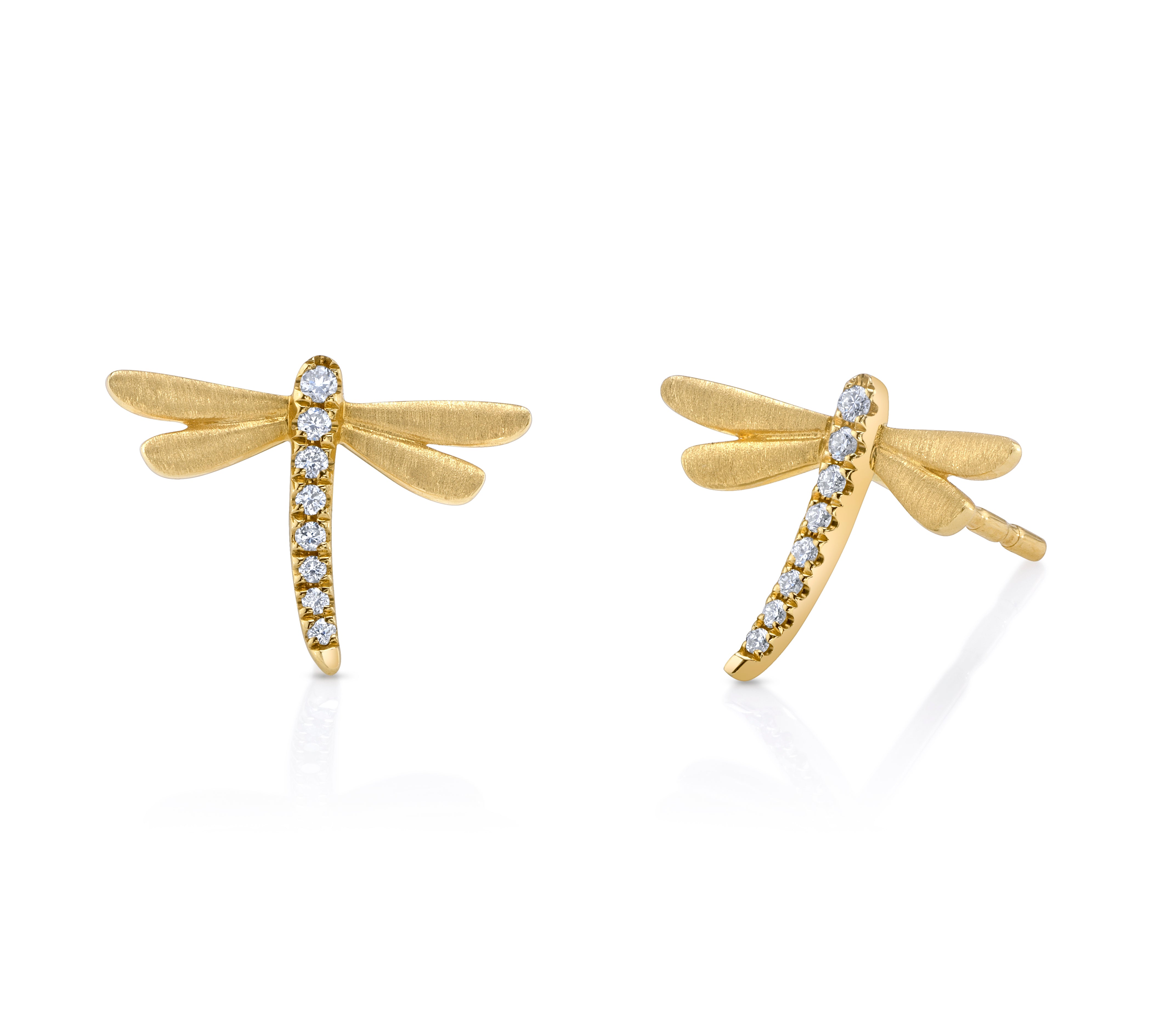 Dragonfly Stud with Diamonds Stud Earrings Roseark Deux Pair