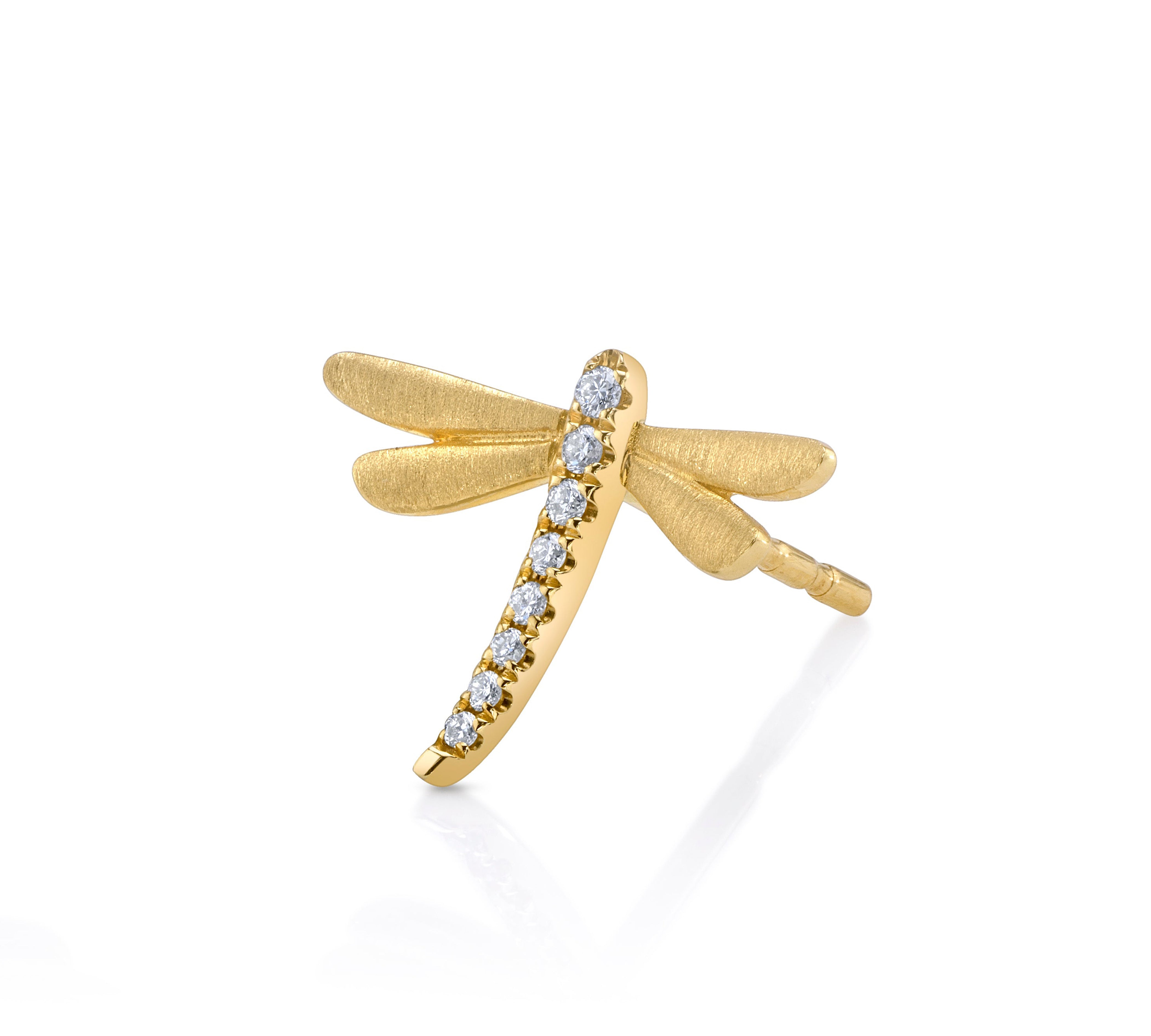 Dragonfly Stud with Diamonds Stud Earrings Roseark Deux Single
