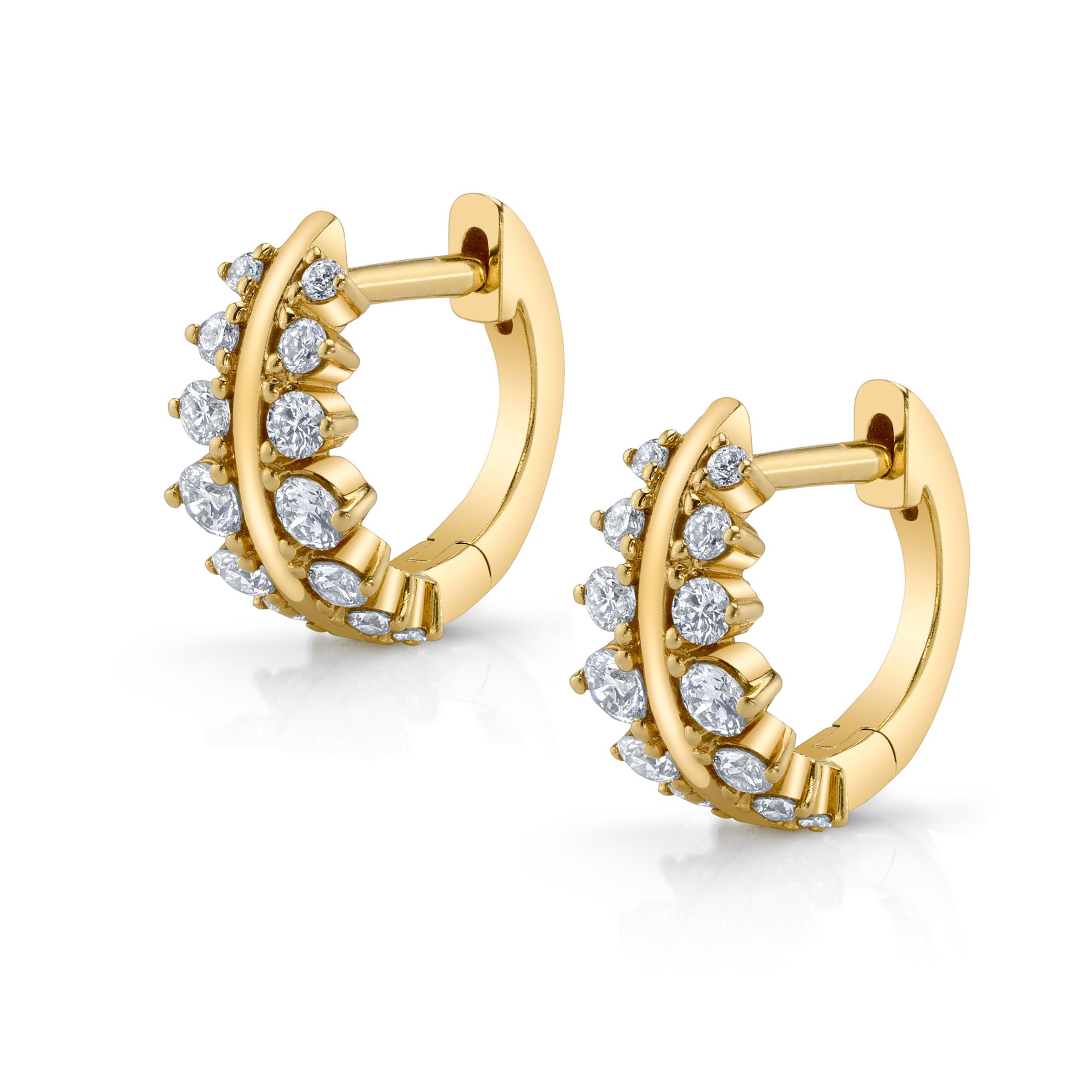 Bezel Diamond Huggie Huggie Earrings Roseark Deux Pair  