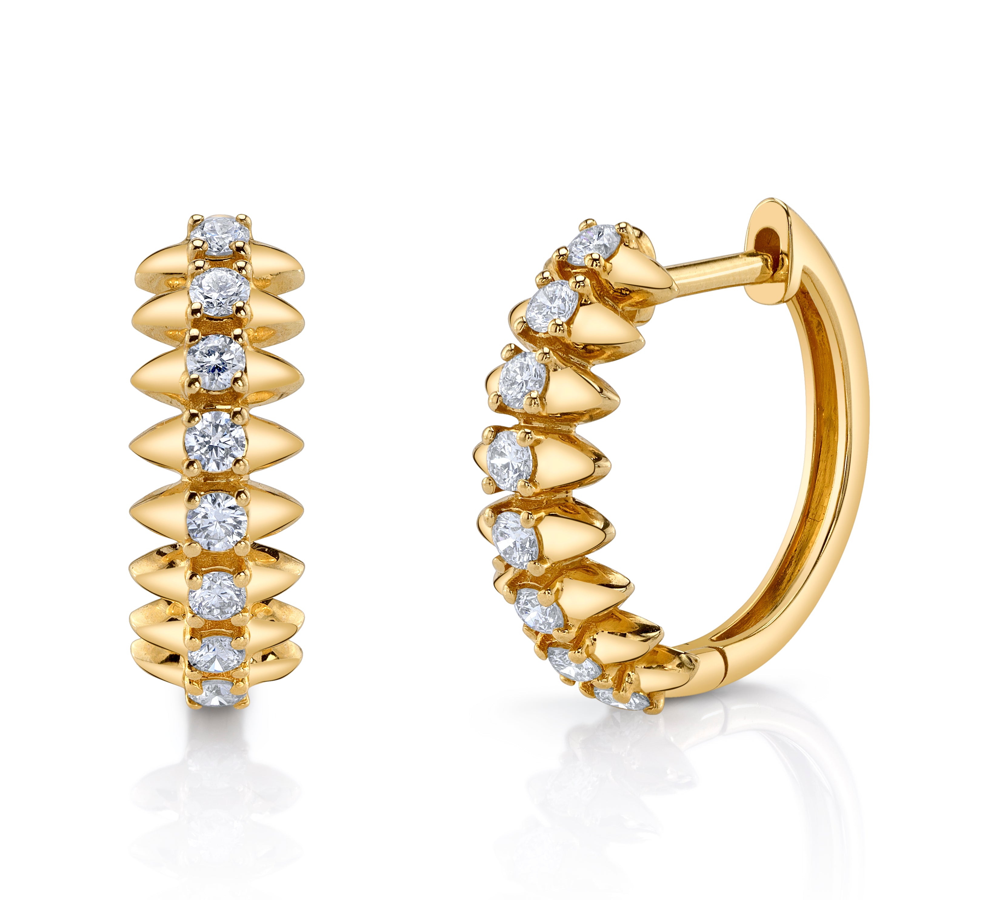 Diamond Line Spike Huggie, Channel Huggie Earrings Roseark Deux