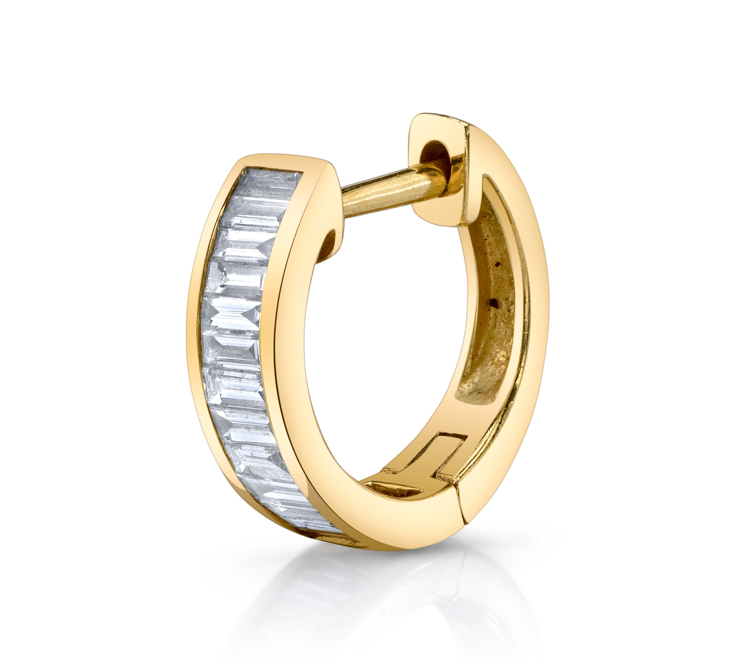 Channel Set Baguette Diamond Huggie Huggie Earrings Roseark Deux Single  