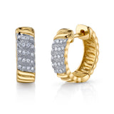 Textured Diamond Wave Huggie Huggie Earrings Roseark Deux Pair  