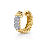 Textured Diamond Wave Huggie Huggie Earrings Roseark Deux Single  