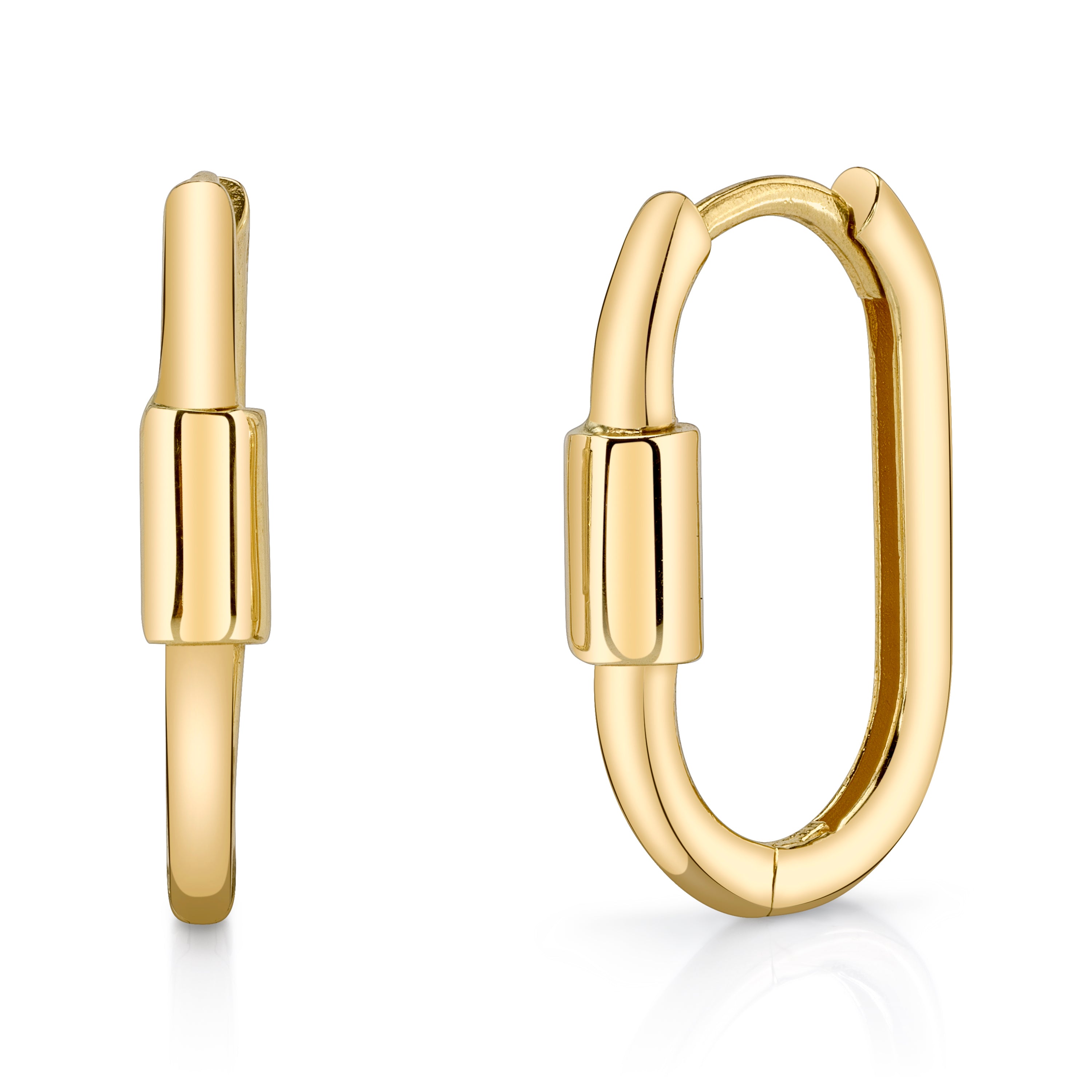 Golden Carabiner Huggie Huggie Earrings Roseark Deux Pair  