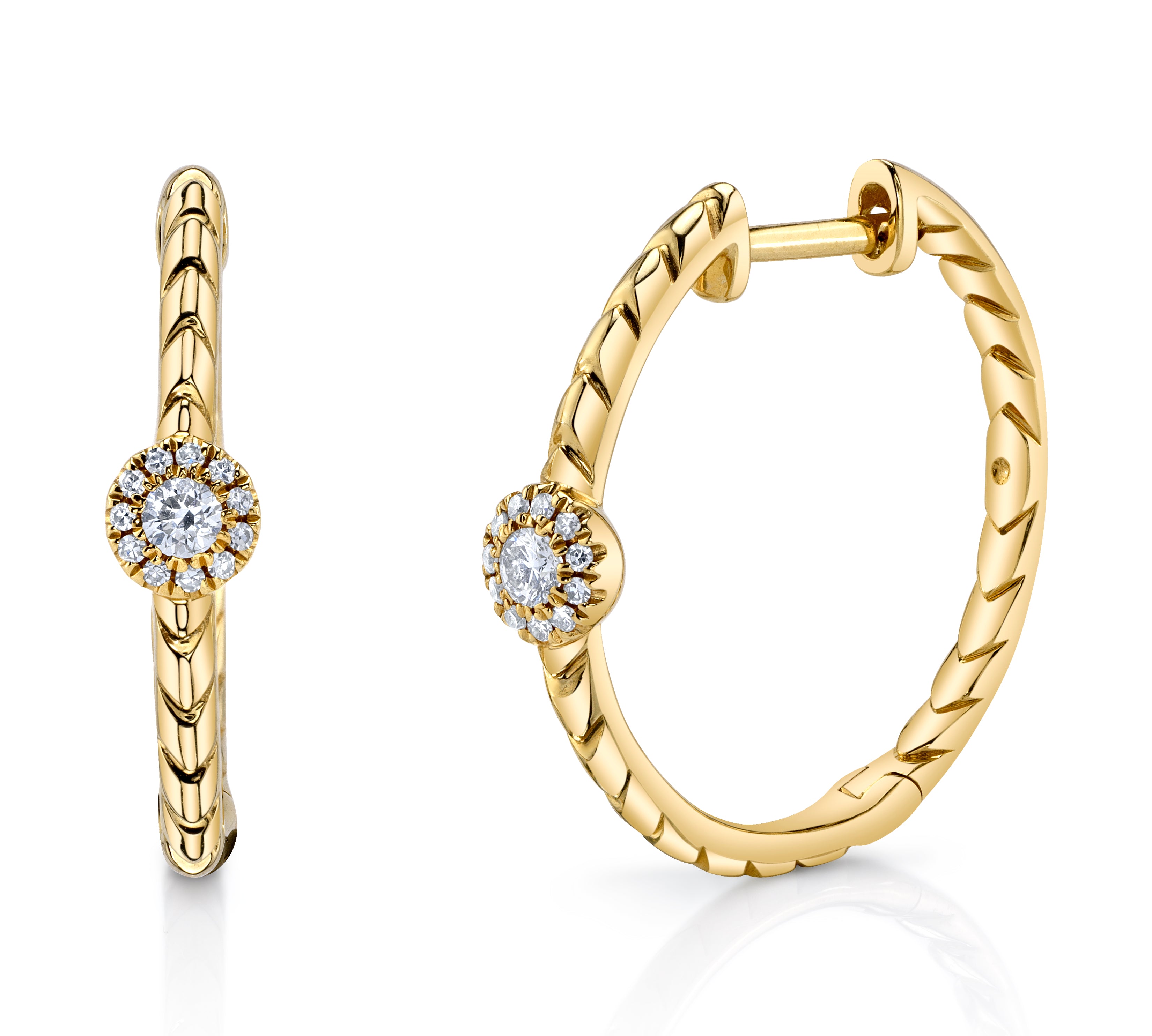 Diamond Halo Twist Hoops, Pair Hoop Earrings Roseark Deux