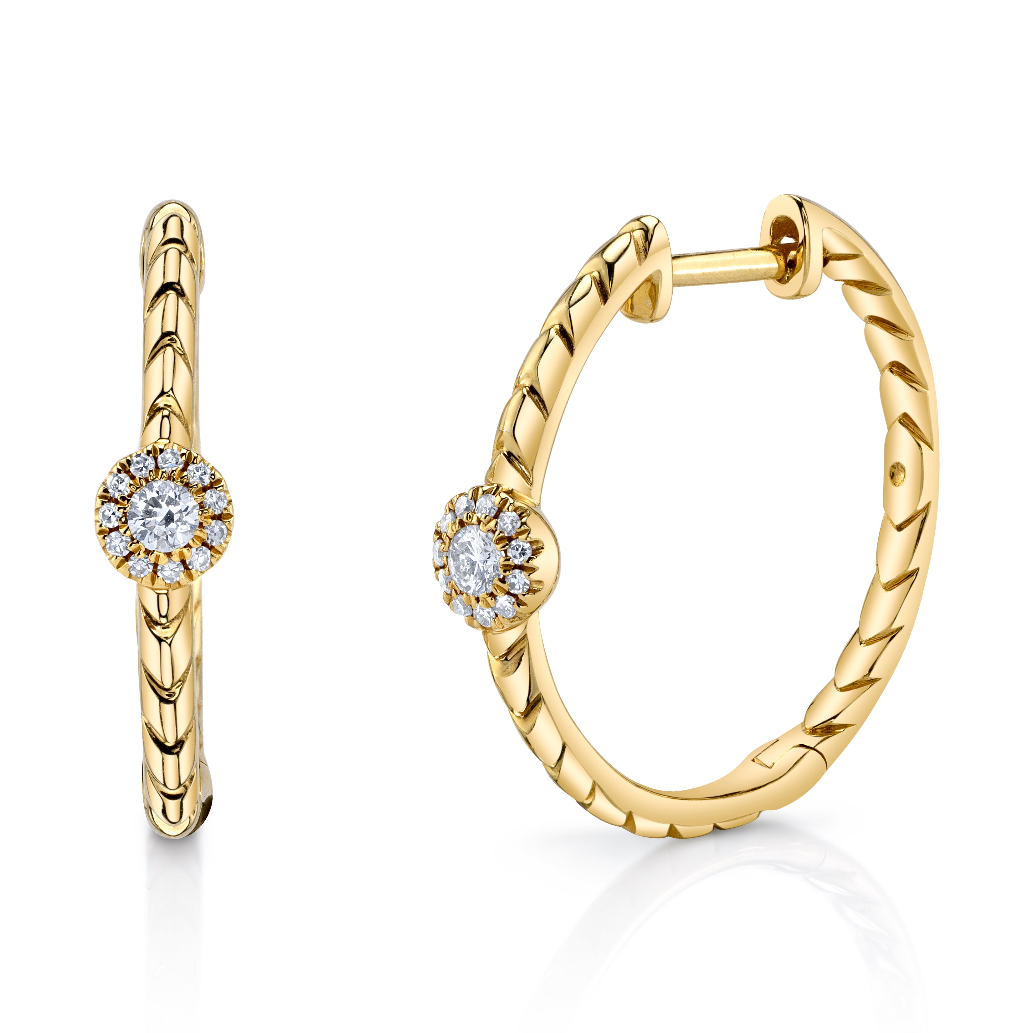 Diamond Halo Twist Hoops, Pair Hoop Earrings Roseark Deux