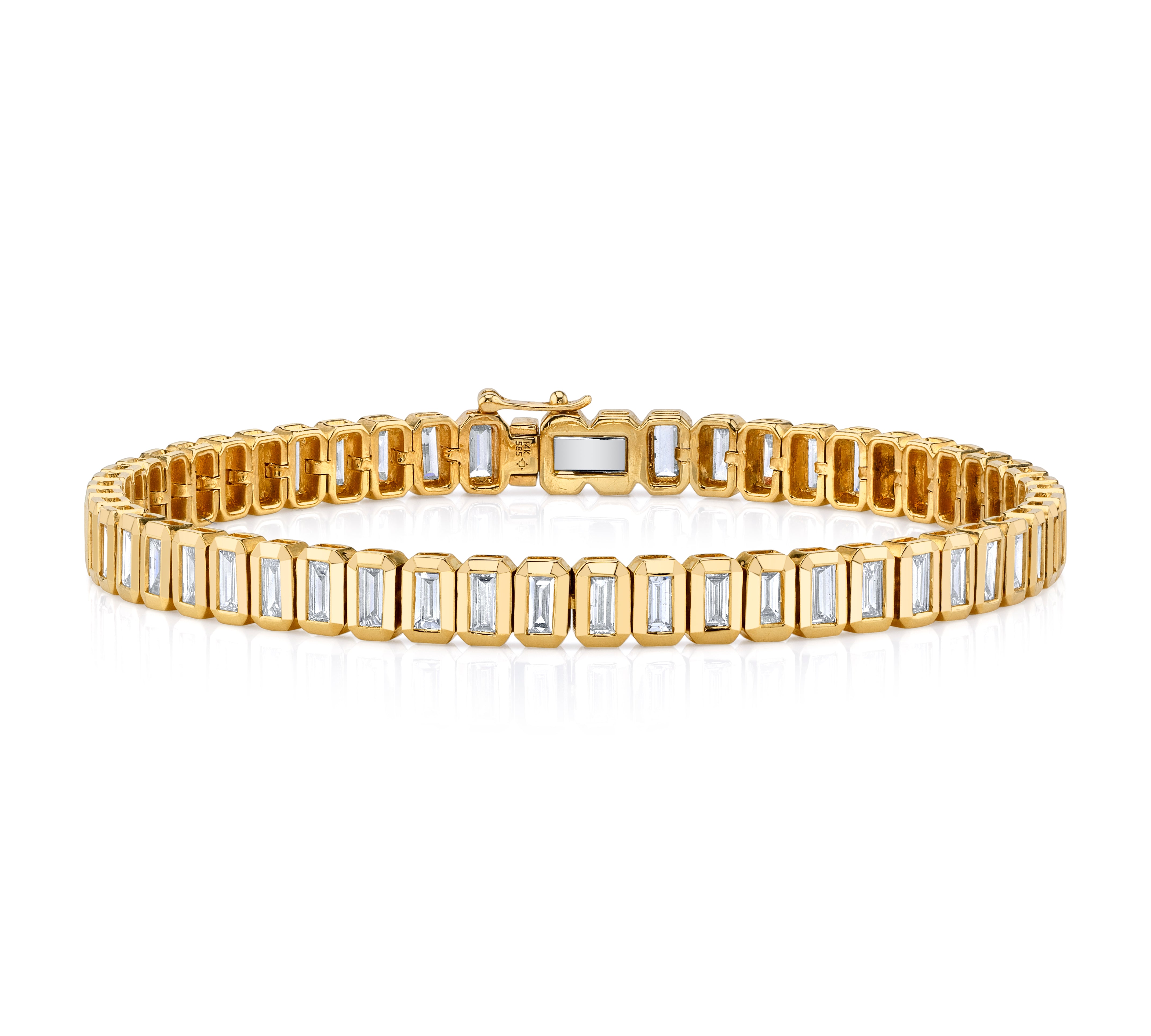Diamond Baguette Tennis Bracelet Tennis Bracelet Roseark Deux Yellow Gold  