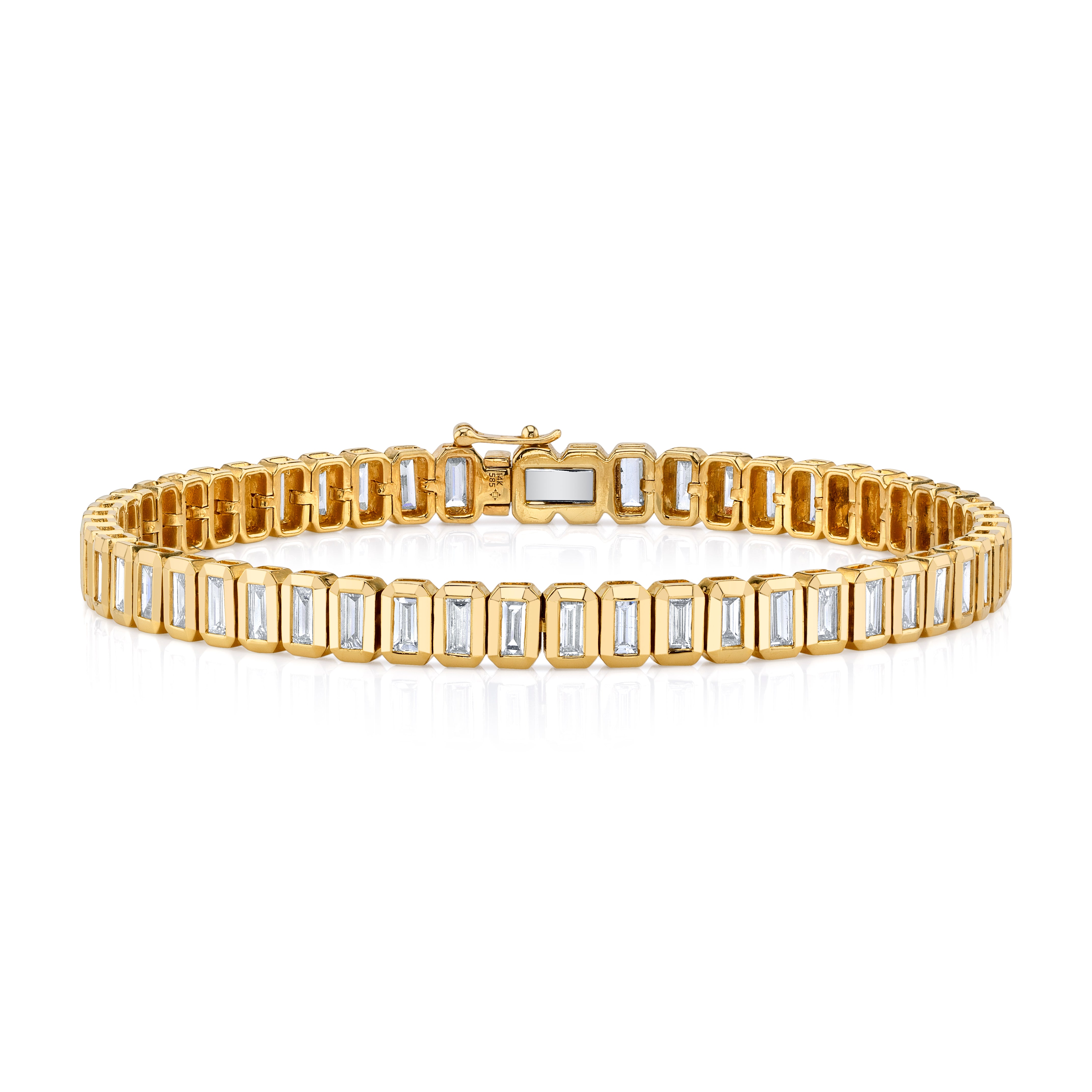 Diamond Baguette Tennis Bracelet Tennis Bracelet Roseark Deux Yellow Gold  