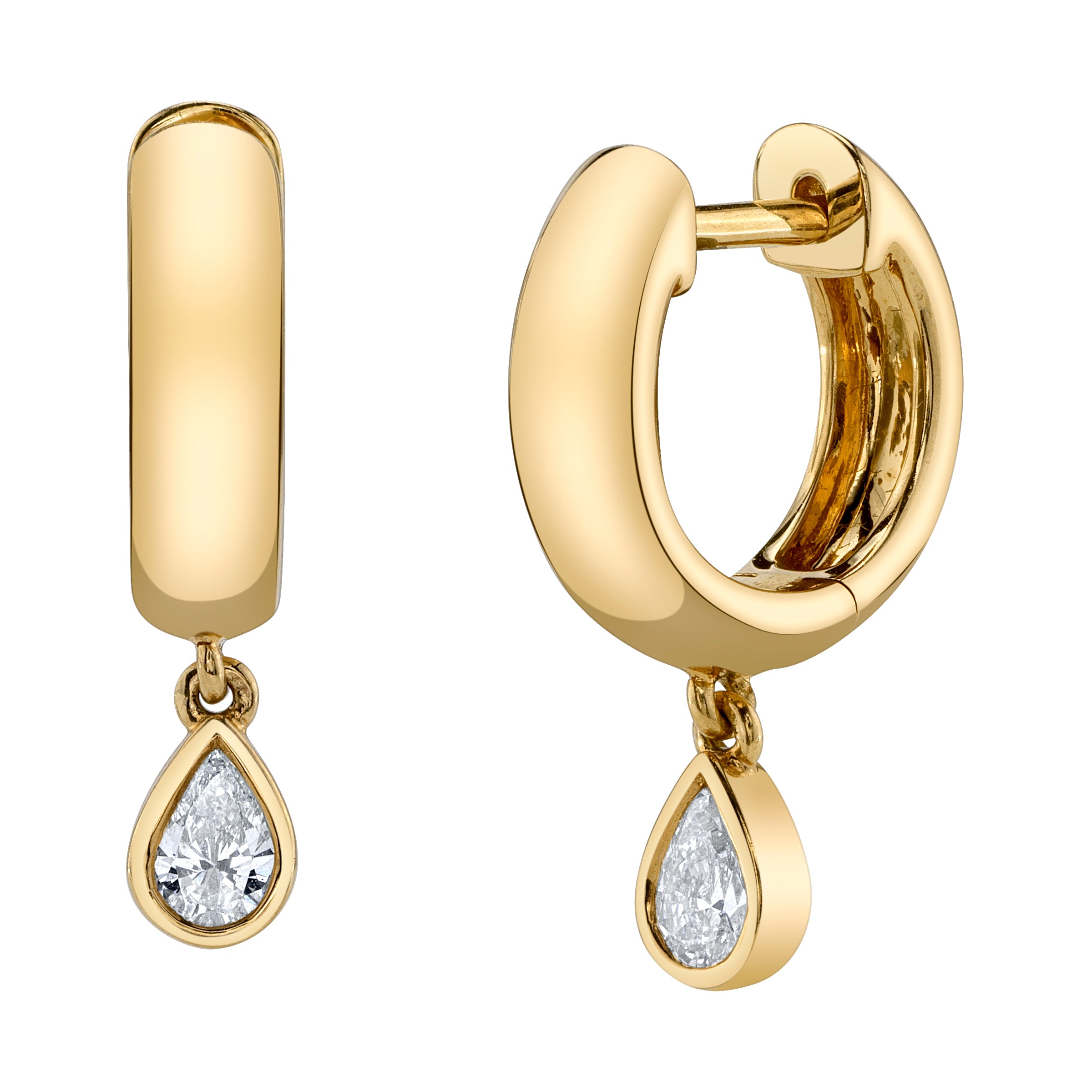 Diamond Pear Drop Huggie Huggie Earrings Roseark Deux Pair  