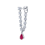 Diamond Dangle Earrings with Ruby Drop, Single Drop Earrings Roseark Deux