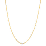 Single Diamond Bezel Collar Necklace Roseark Deux