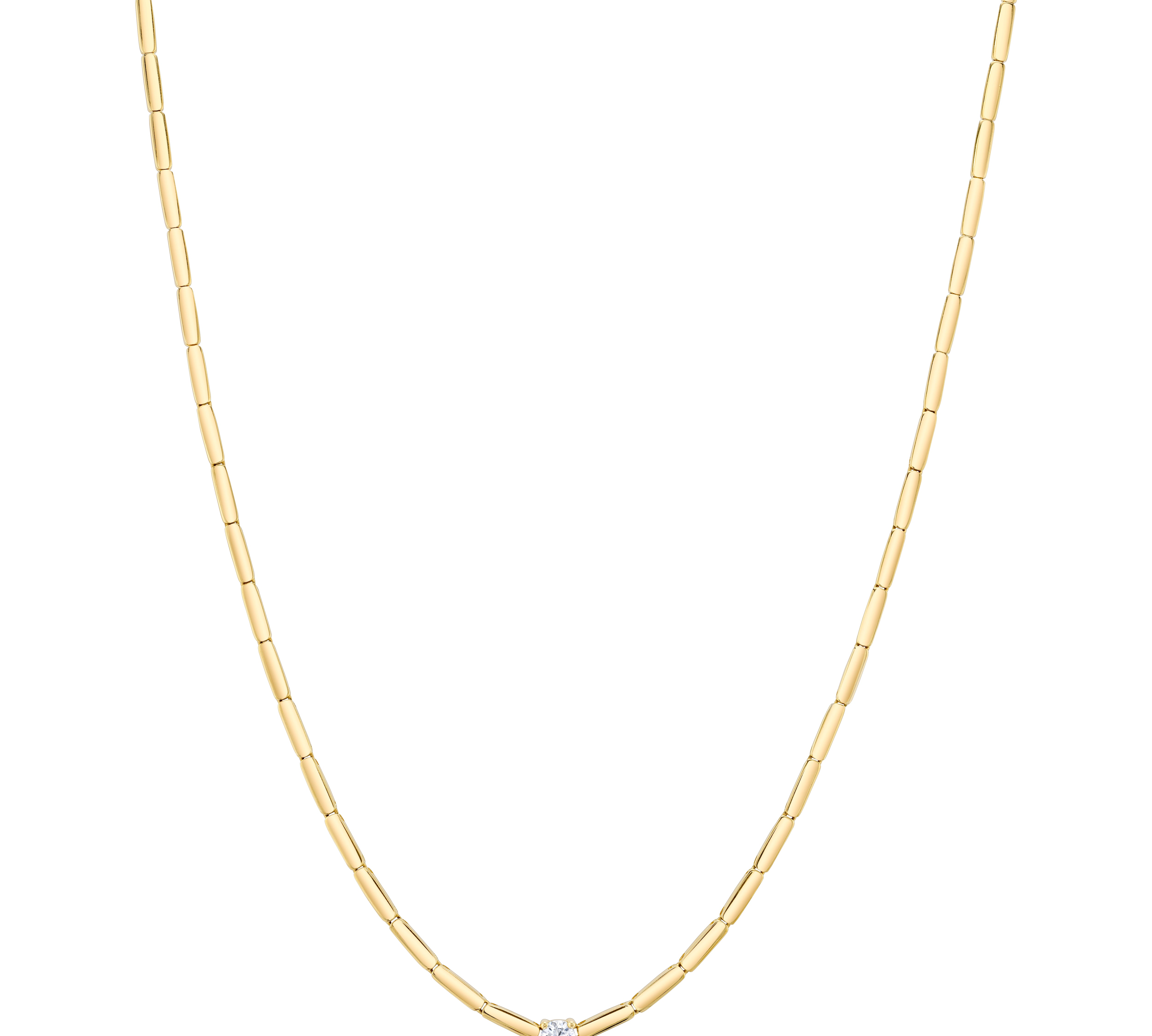 Single Diamond Bezel Collar Necklace Roseark Deux