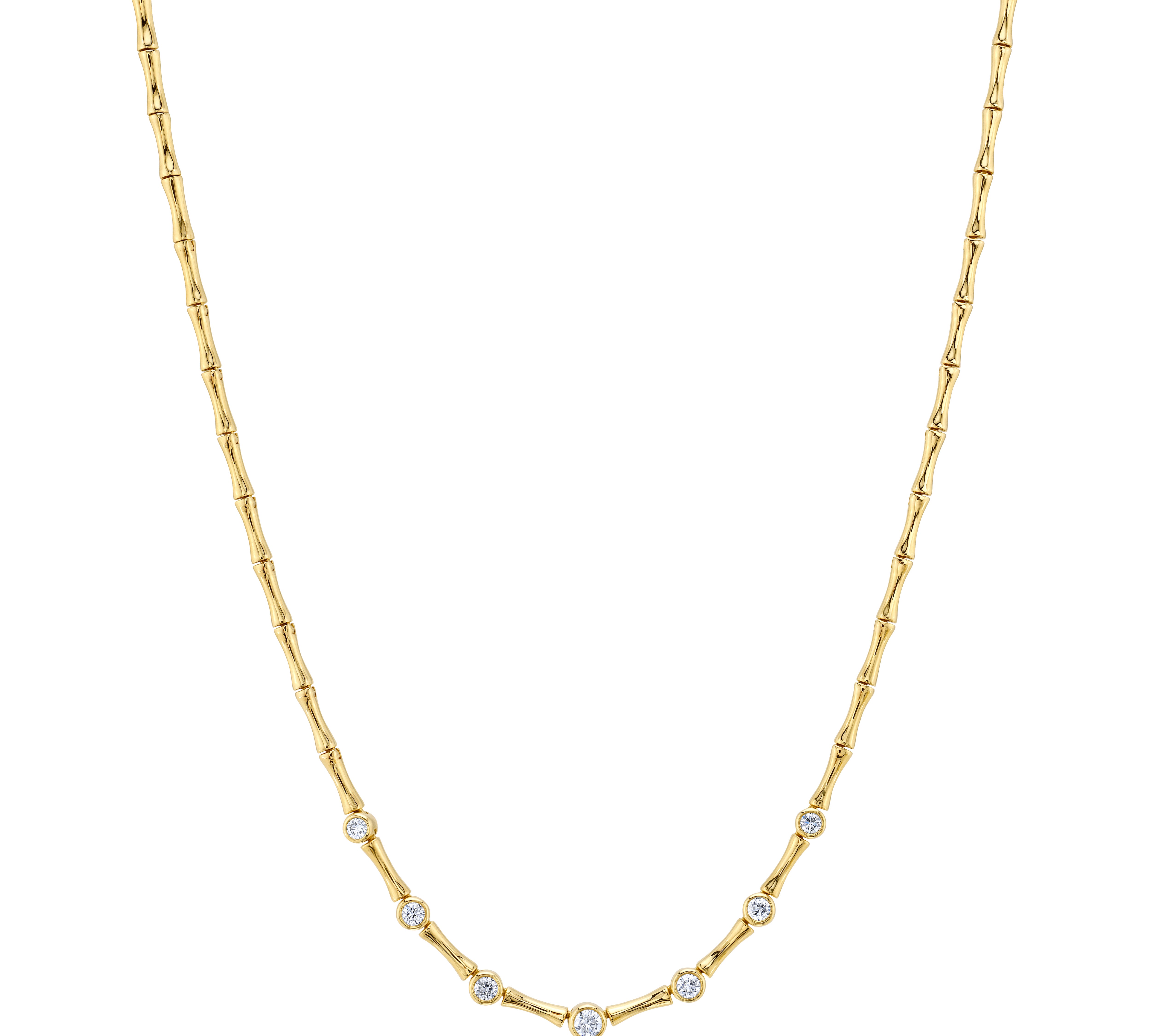 Bamboo Link Collar with Diamonds Necklace Roseark Deux