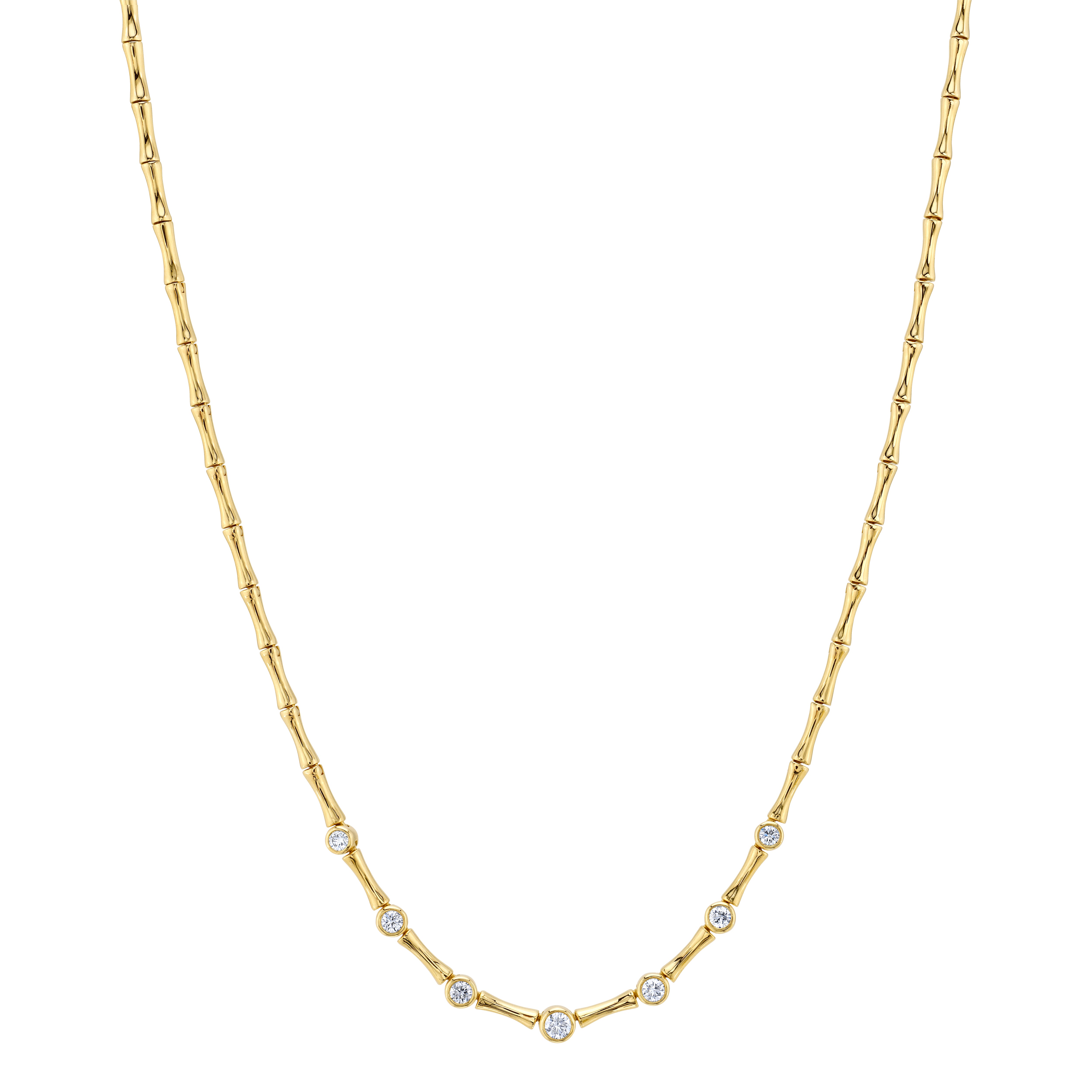 Bamboo Link Collar with Diamonds Necklace Roseark Deux