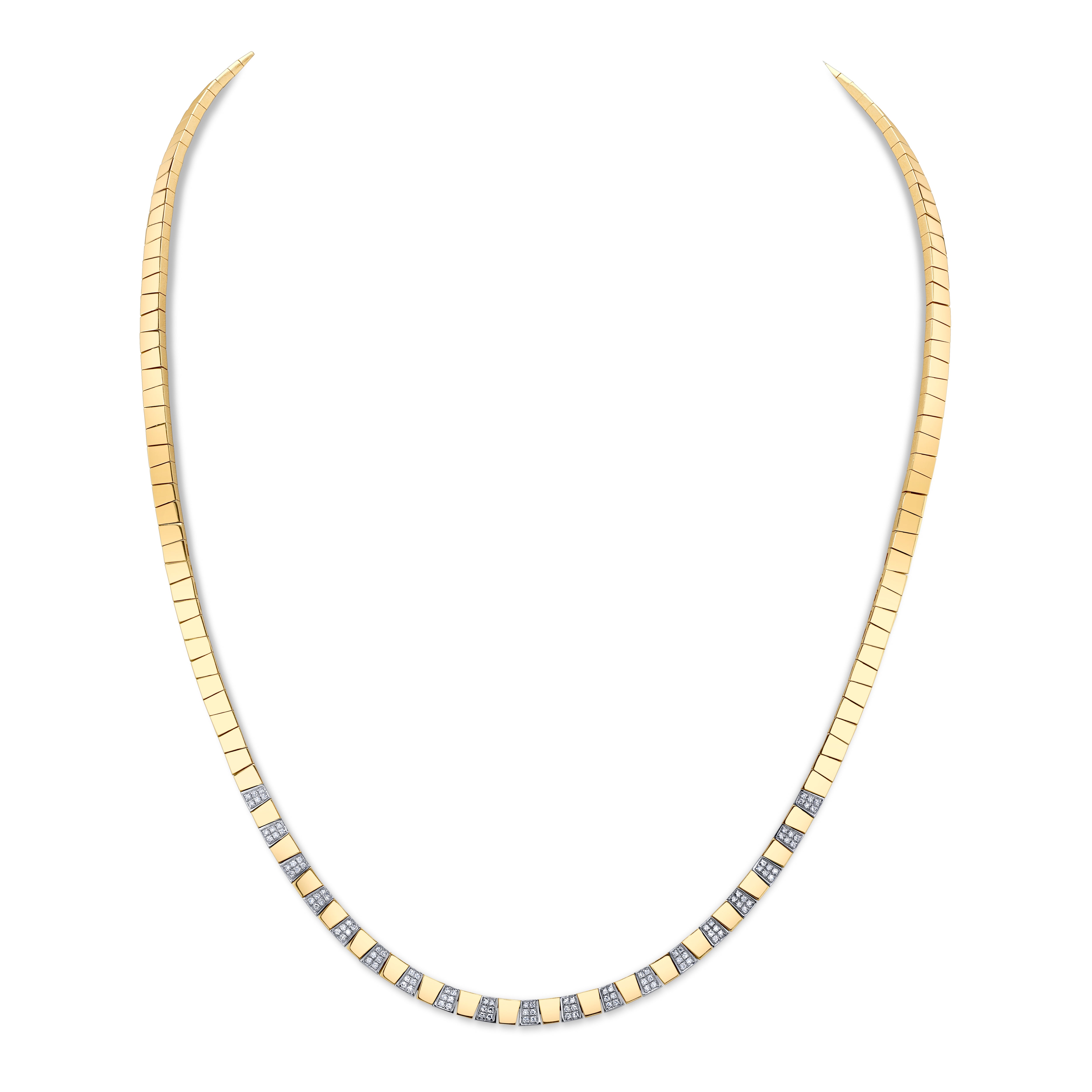 Alternating Gold and Diamond Collar Necklace Necklace Roseark Deux