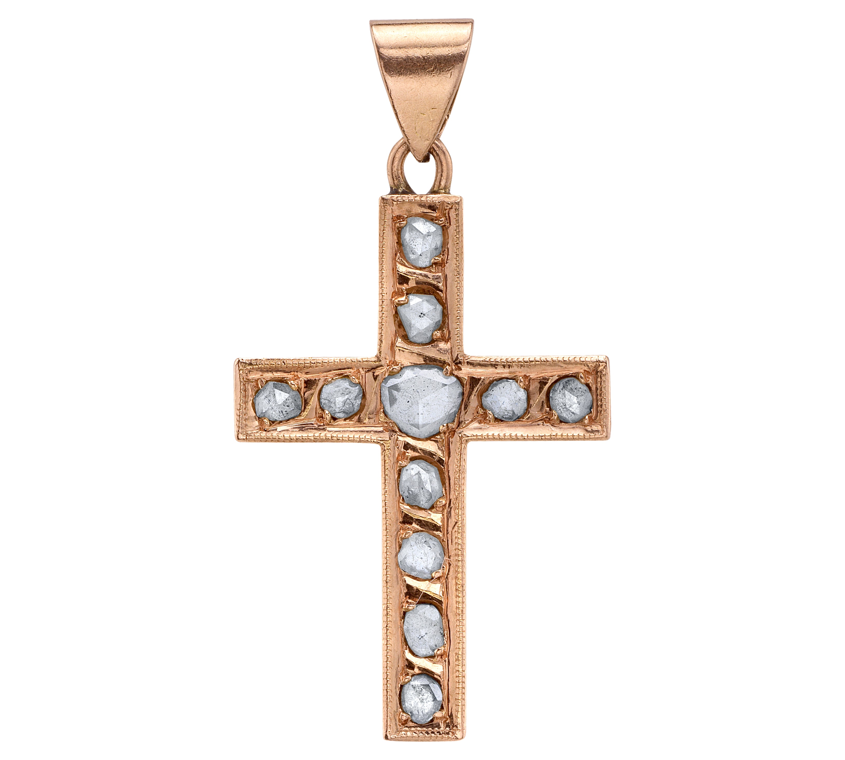 Vintage Cross with Diamonds Charm Roseark Vintage   