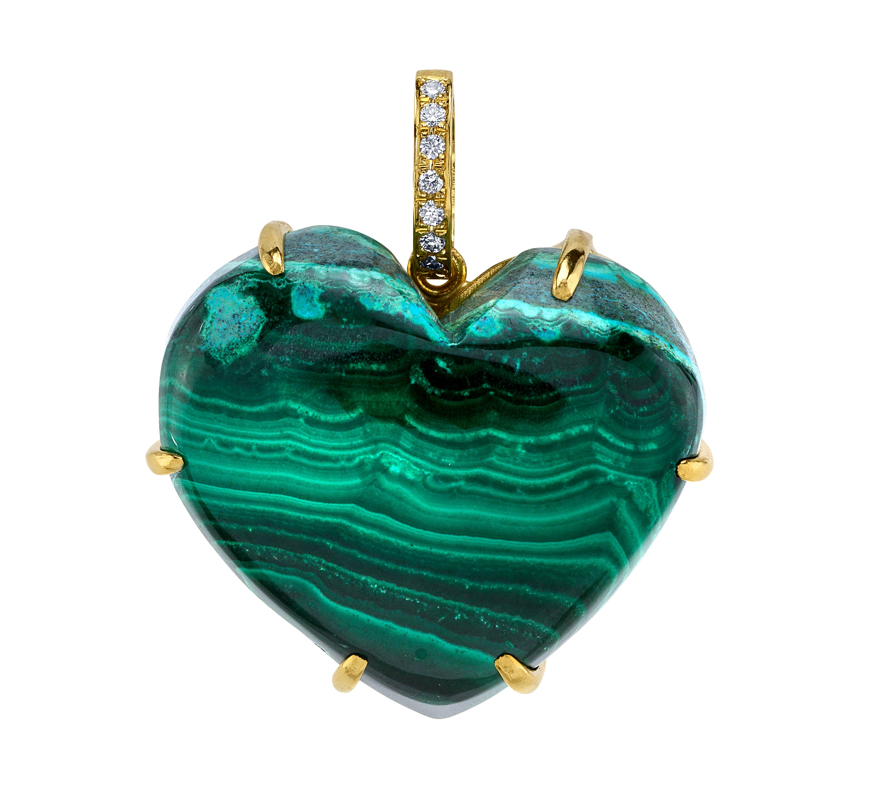 Malachite Heart Pendant with Diamond Bail Pendant Roseark Deux   