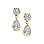 Diamond Round-Pear Drop Studs, Pair Drop Earrings Roseark Deux