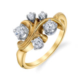 Antique Five-Diamond Cocktail Ring Cocktail Ring Roseark Vintage   