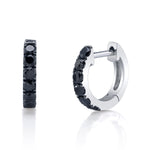 Black Diamond Huggie Huggie Earrings Roseark Deux White Gold Pair