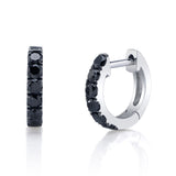 Black Diamond Huggie Huggie Earrings Roseark Deux White Gold Pair